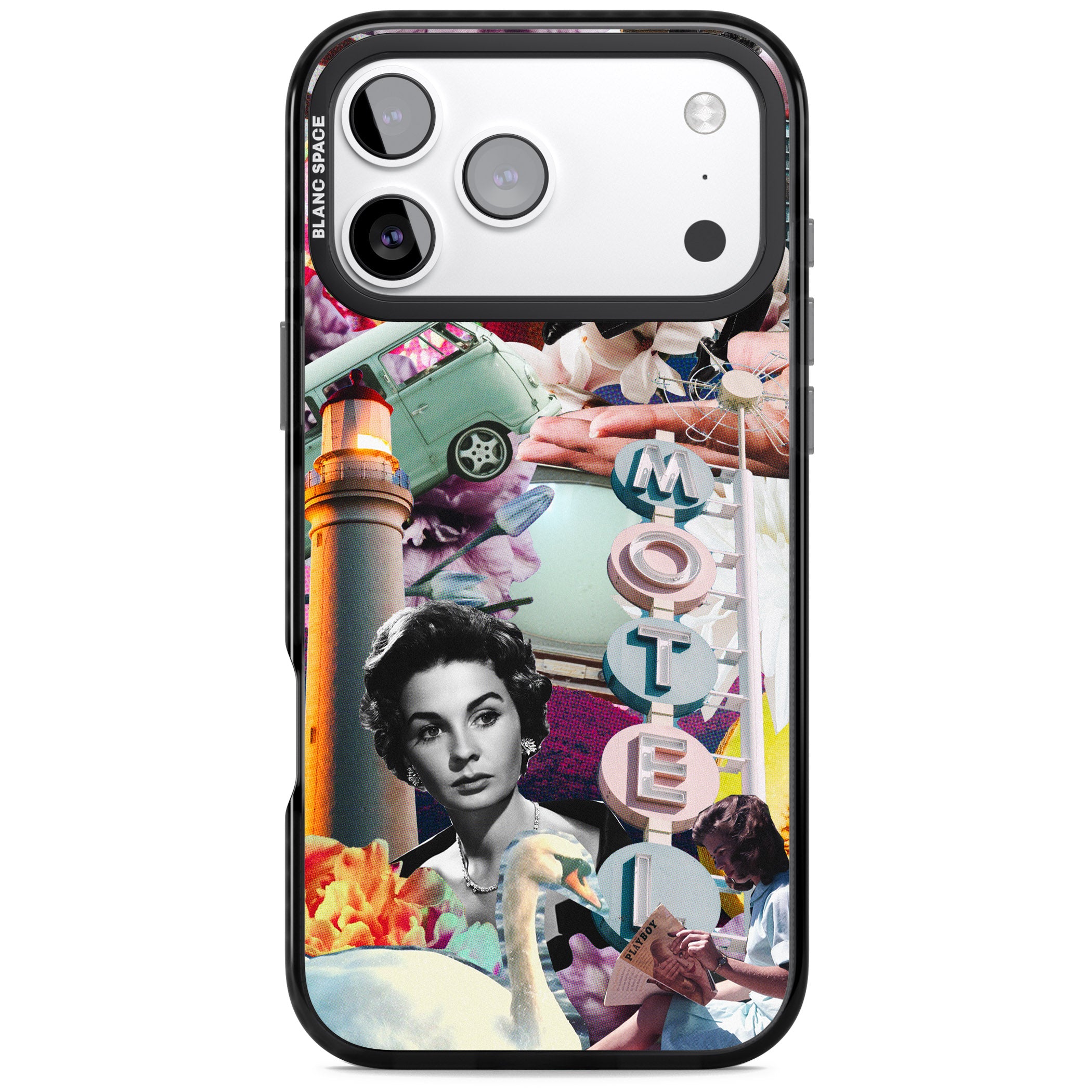 Retro Motel Collage iPhone 17 Pro Impact Black Phone Case