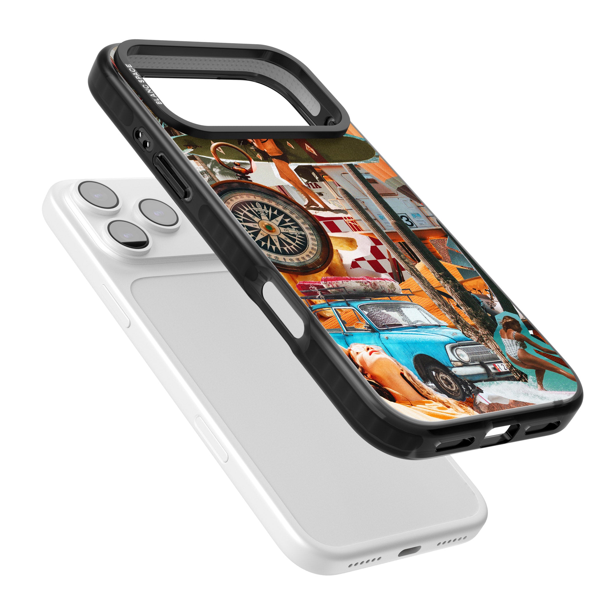 Vintage Collage: Road Trip iPhone 17 Pro Impact Black Phone Case Colours