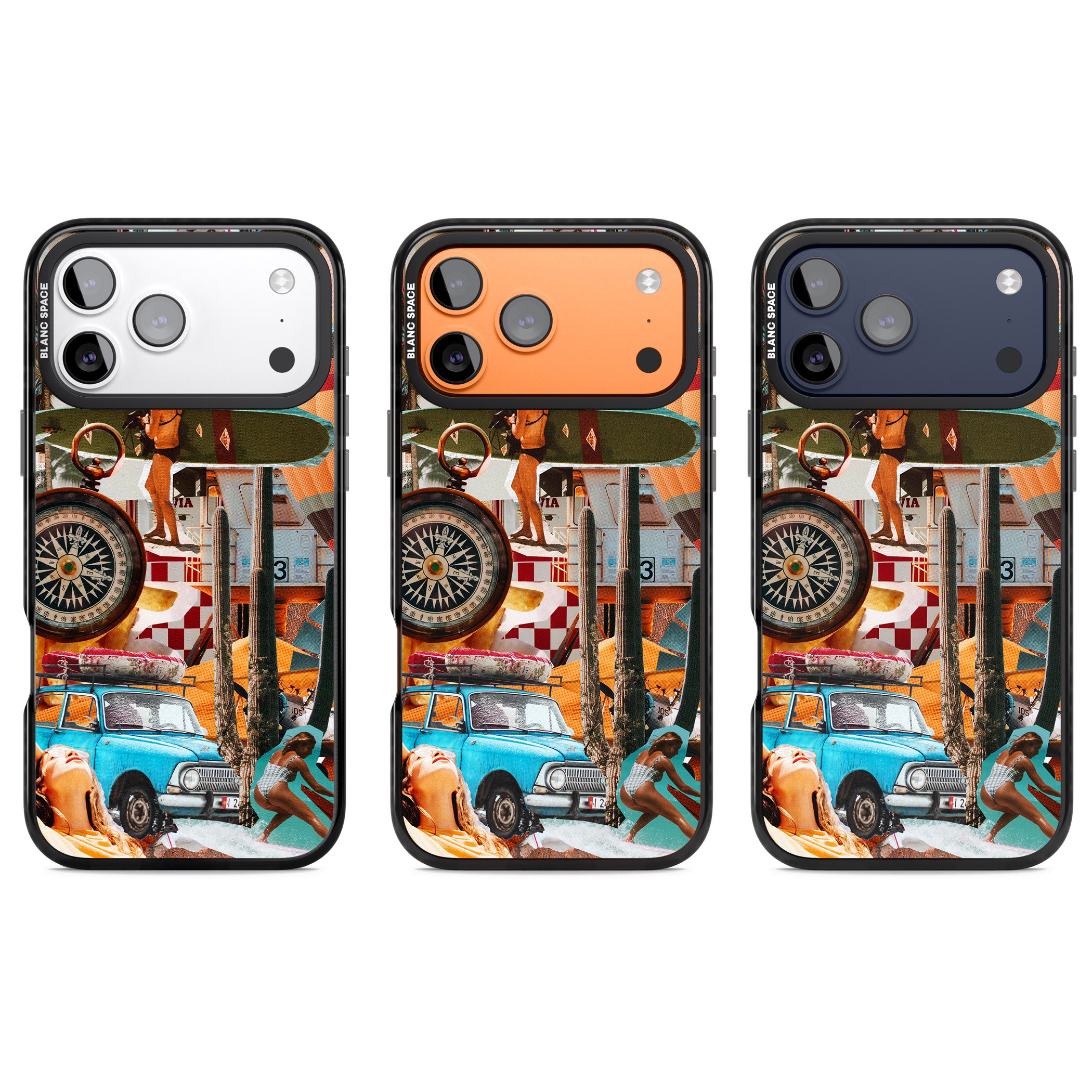 Vintage Collage: Road Trip iPhone 17 Pro Impact Black Phone Case APT Impact Protection