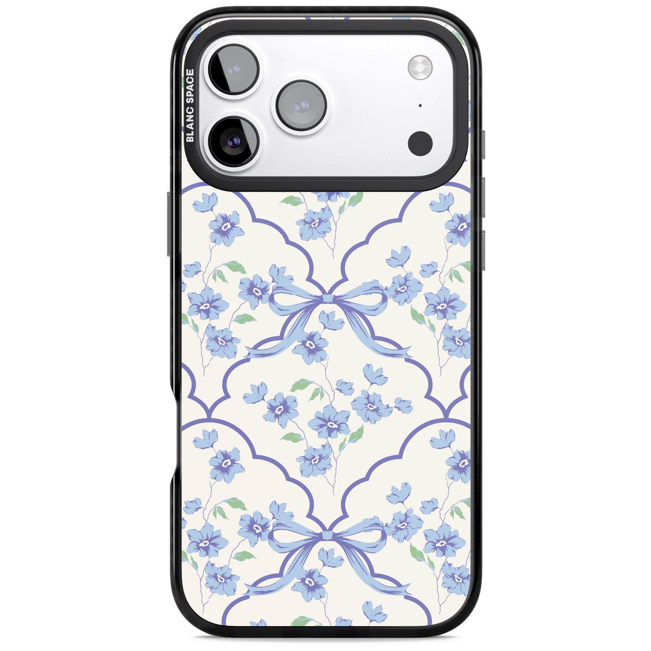 Blue Cottage Floral iPhone 17 Pro Impact Black Phone Case