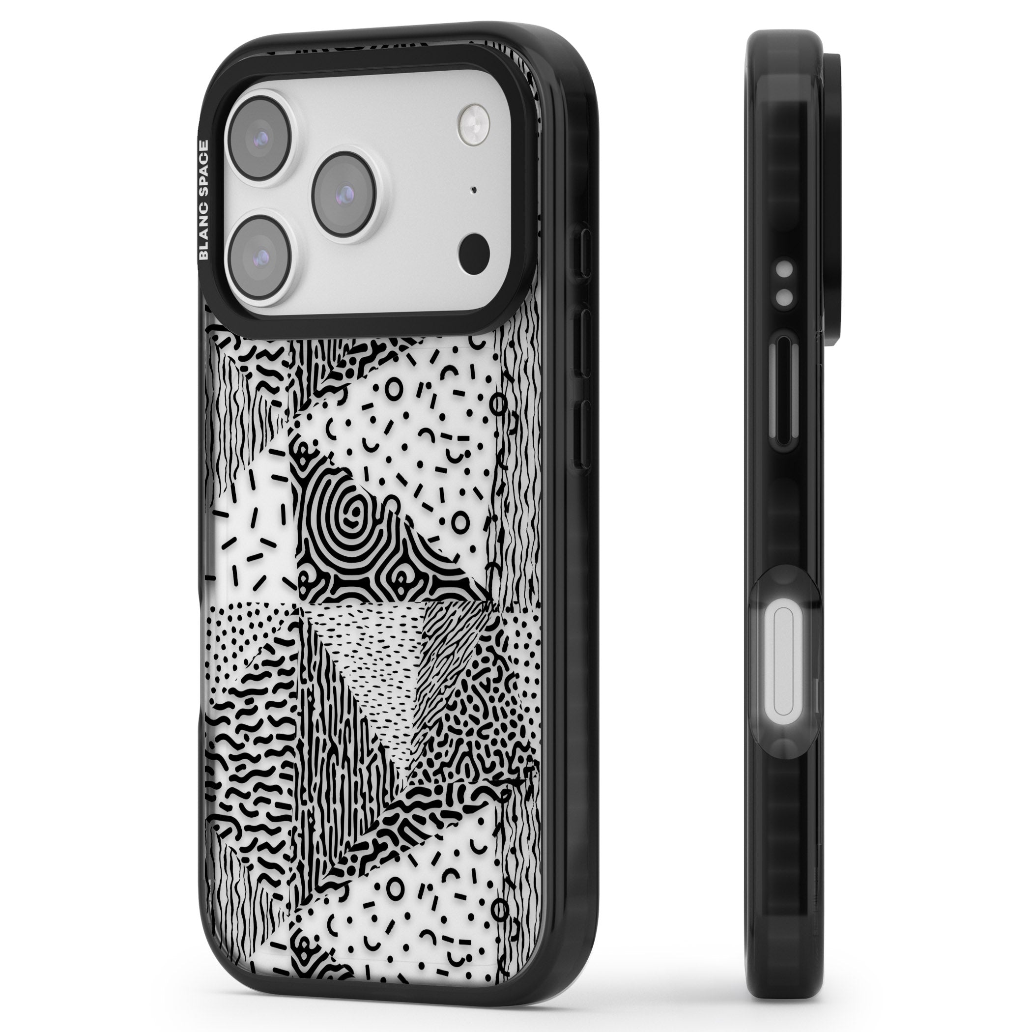 Monochrome Pattern iPhone 17 Pro Impact Black Phone Case Side Profile