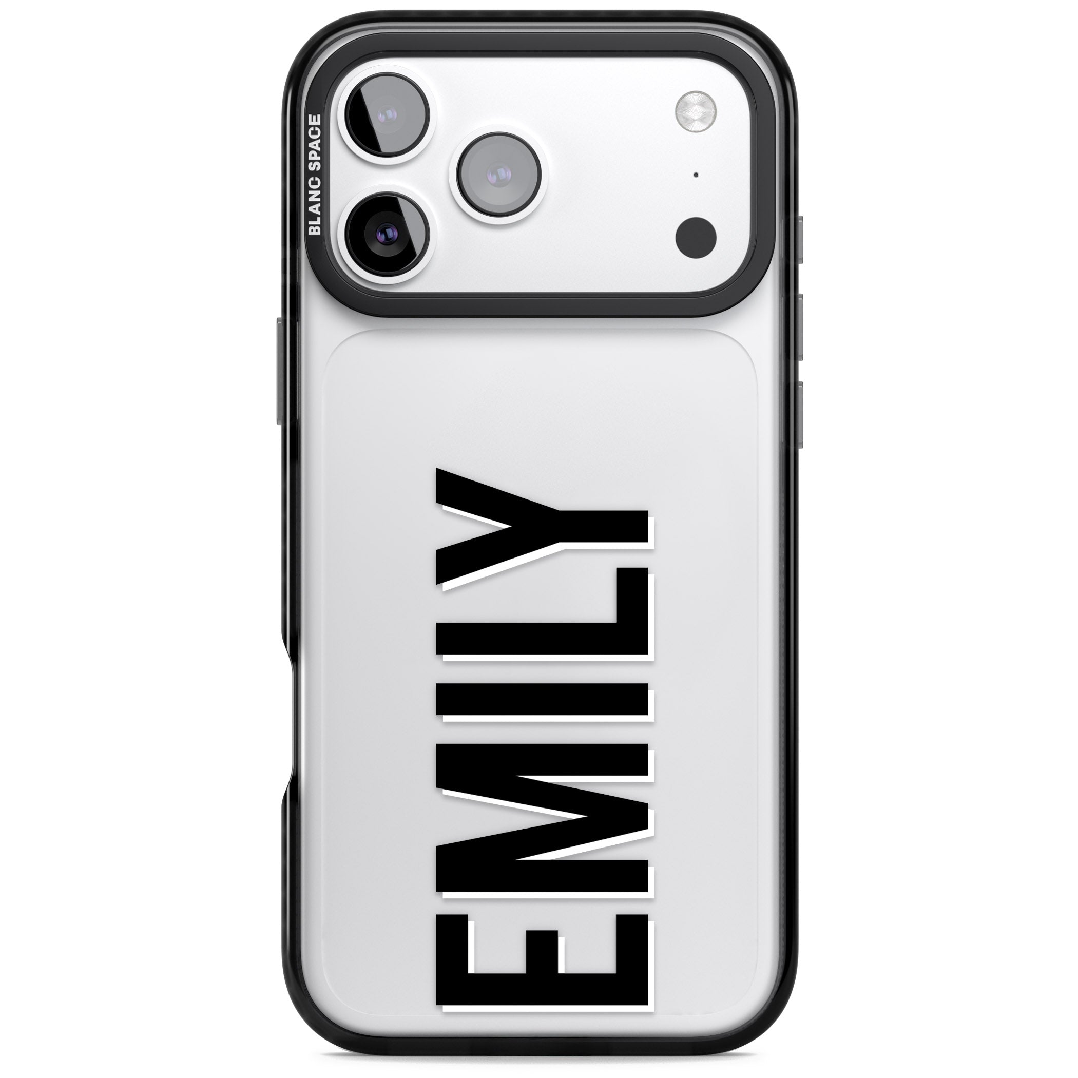 Personalised Vertical Name iPhone 17 Pro Max Impact Black Phone Case