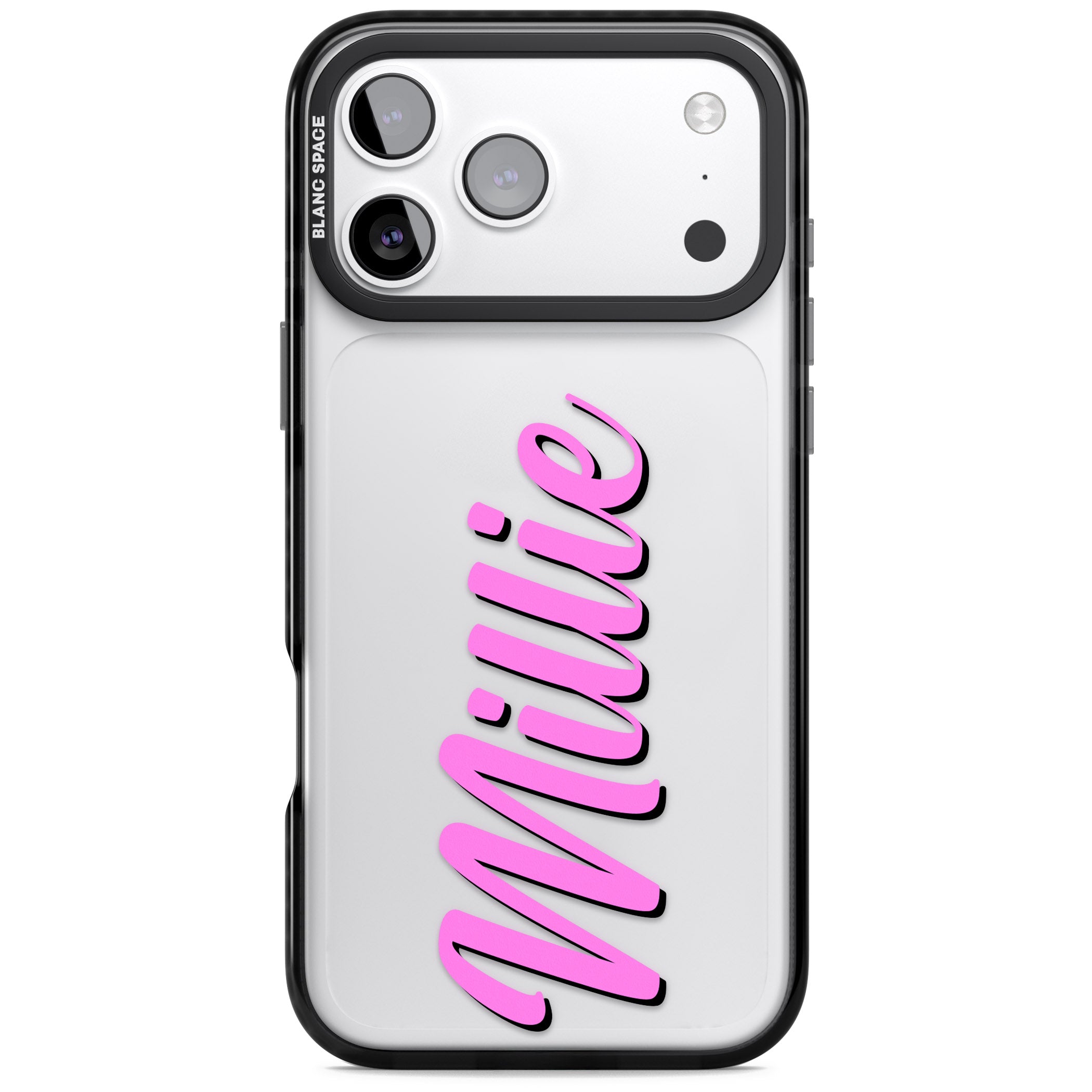 Personalised Cute Vertical Name iPhone 17 Pro Max Impact Black Phone Case