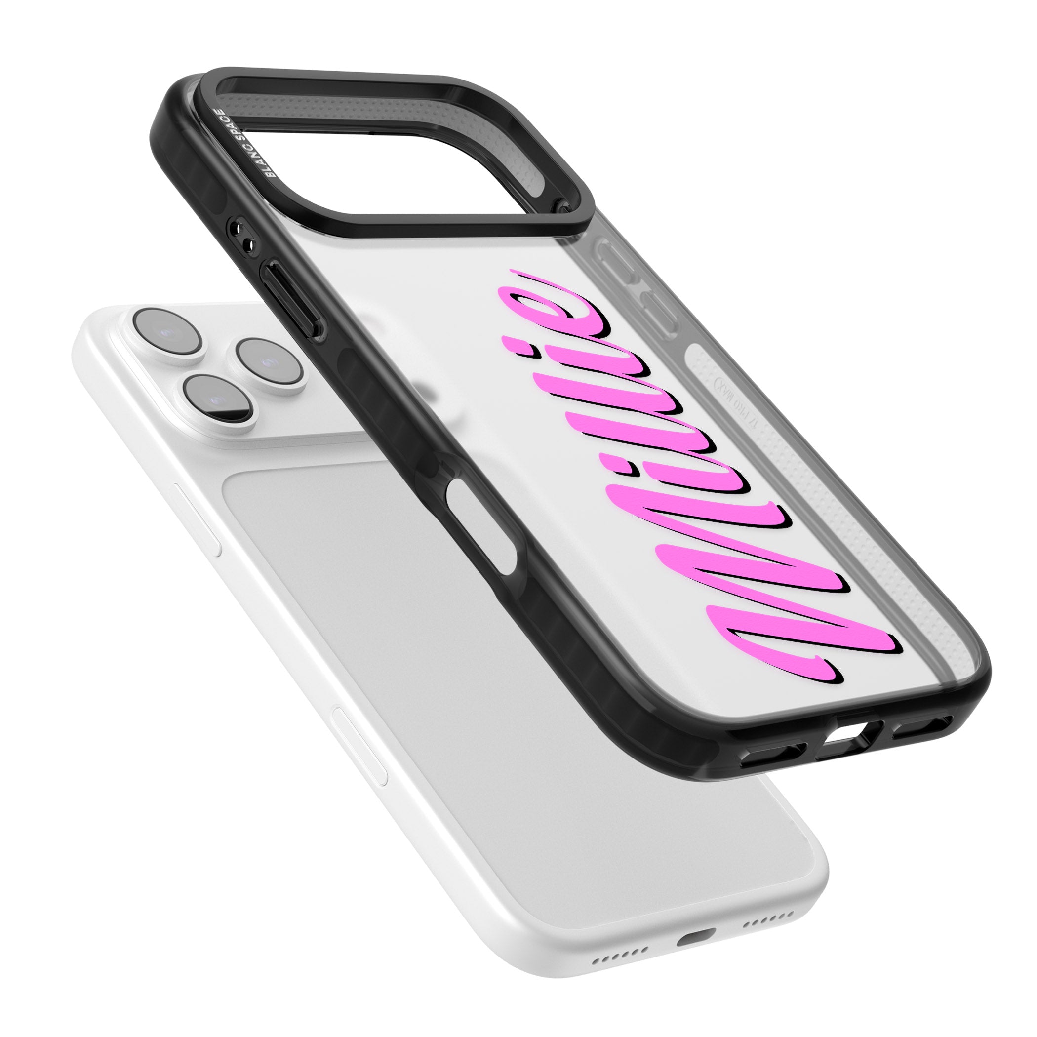 Personalised Cute Vertical Name iPhone 17 Pro Impact Black Phone Case Colours