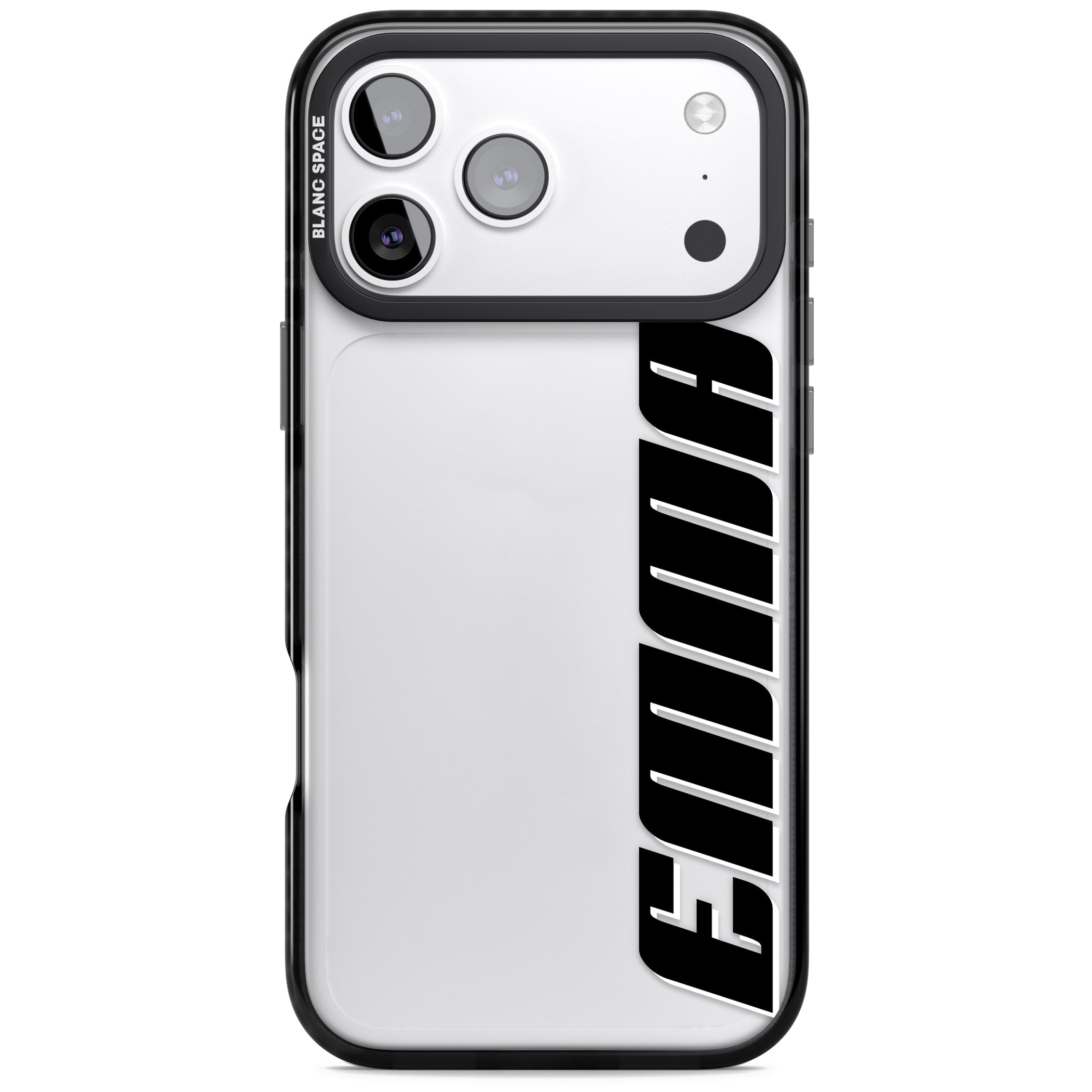 Personalised Vertical Bold Name iPhone 17 Pro Impact Black Phone Case