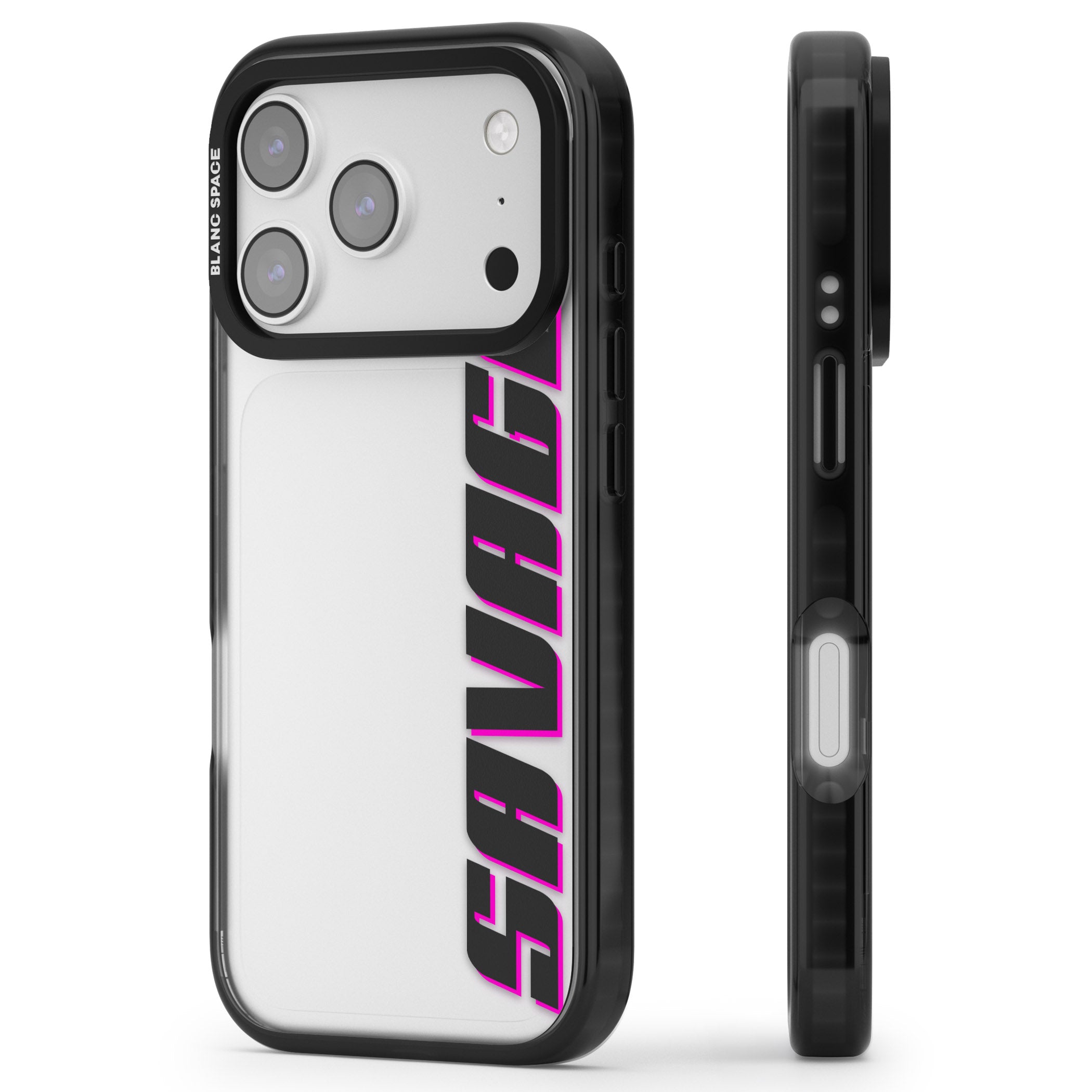 Personalised Cool Vertical Name iPhone 17 Pro Max Impact Black Phone Case Side Profile