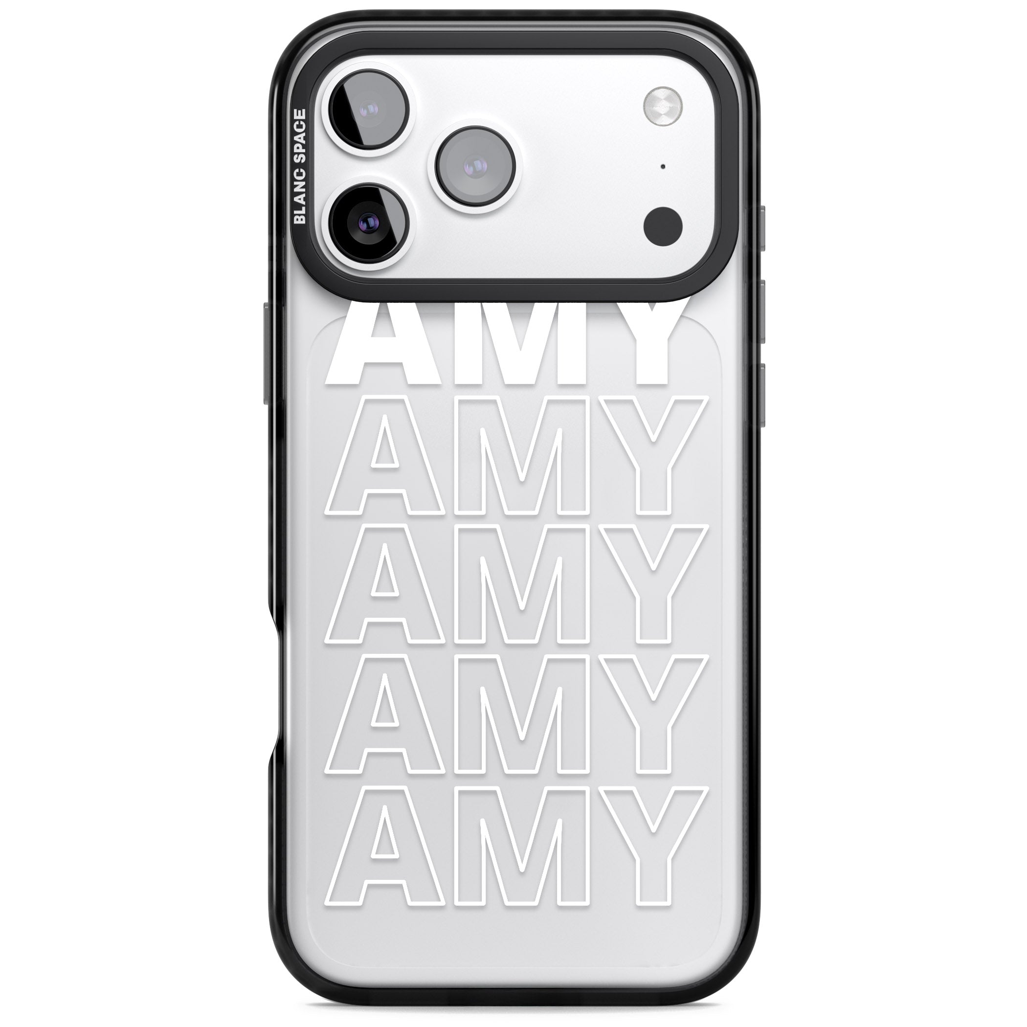Personalised Bold Name Repeated iPhone 17 Pro Max Impact Black Phone Case