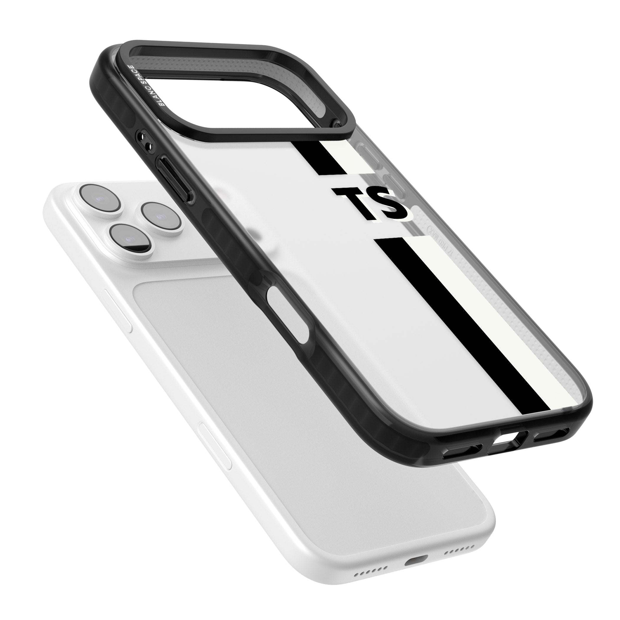 Personalised Black And White Stripe iPhone 17 Pro Max Impact Black Phone Case Colours