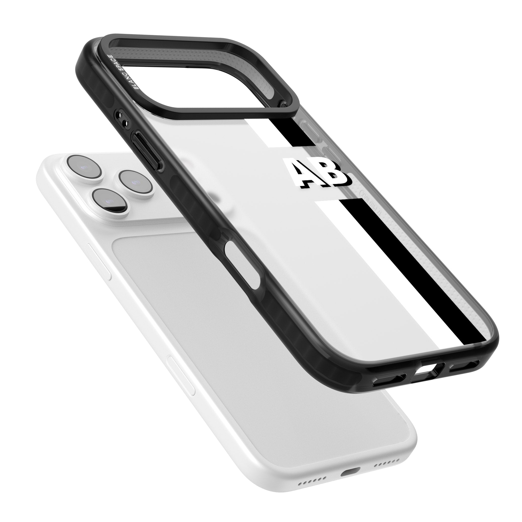 Personalised Bold Two Stripe Name iPhone 17 Pro Impact Black Phone Case Colours