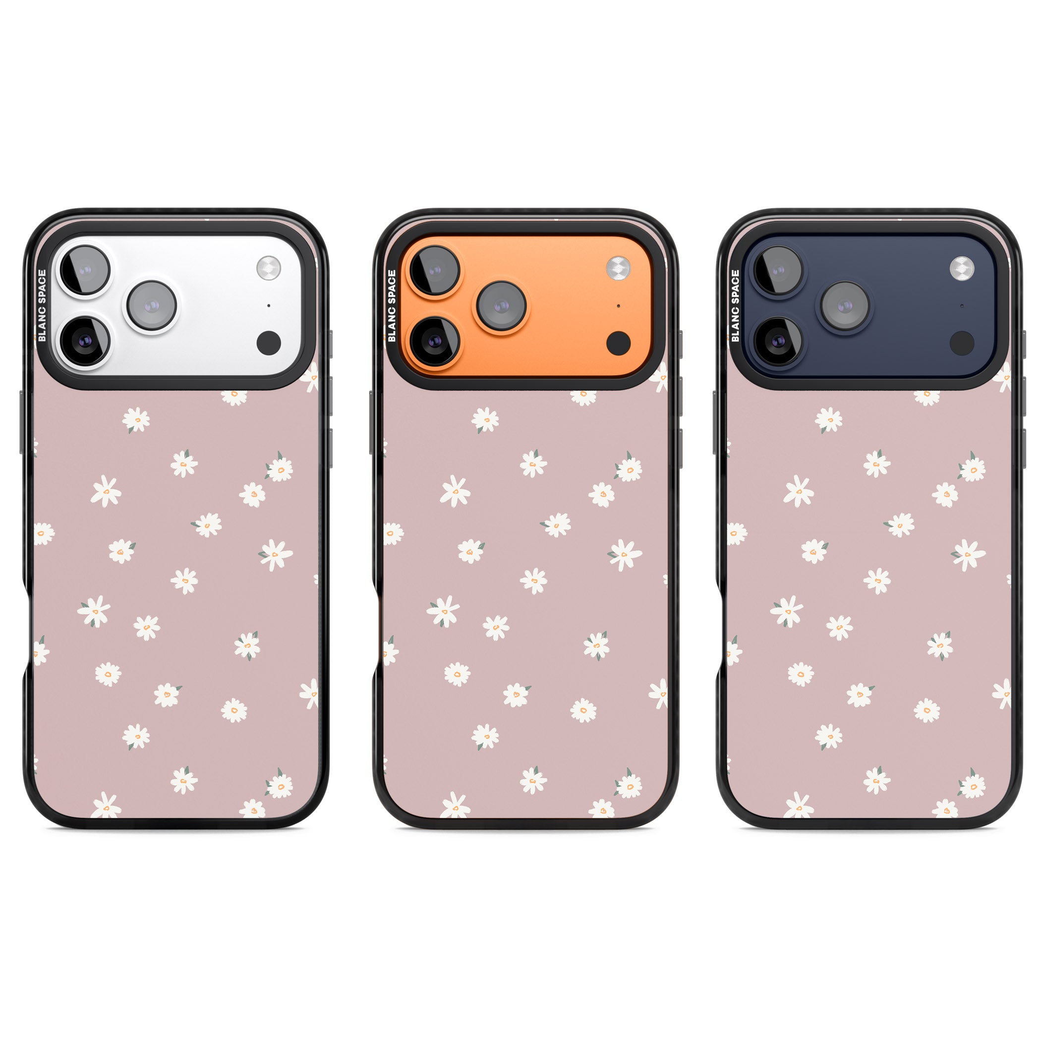 Dusty Pink Daisy iPhone 17 Pro Impact Black Phone Case APT Impact Protection