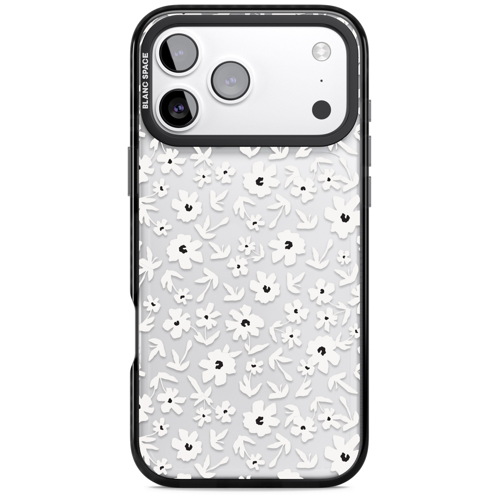 Monochrome Floral iPhone 17 Pro Impact Black Phone Case