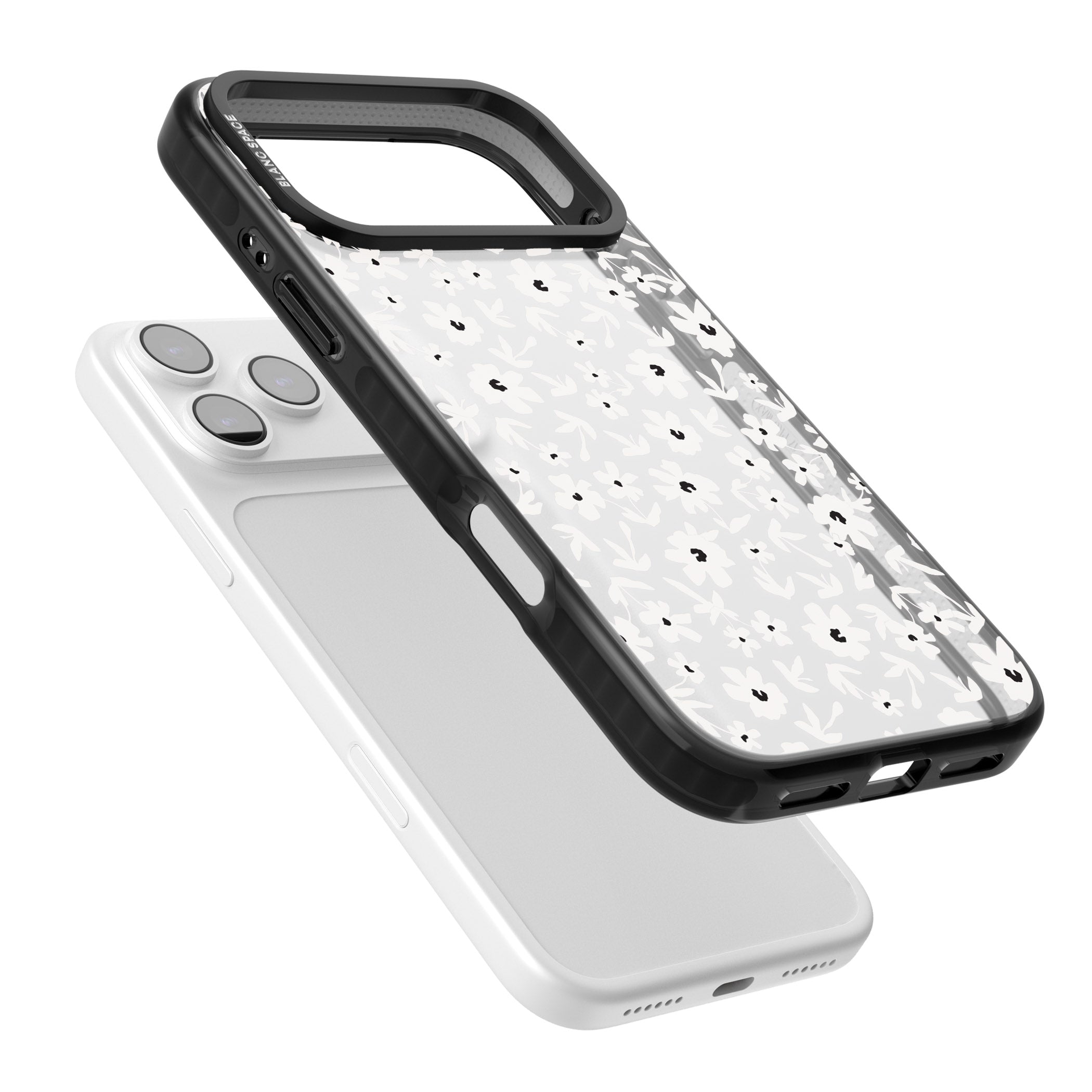 Monochrome Floral iPhone 17 Pro Impact Black Phone Case Colours