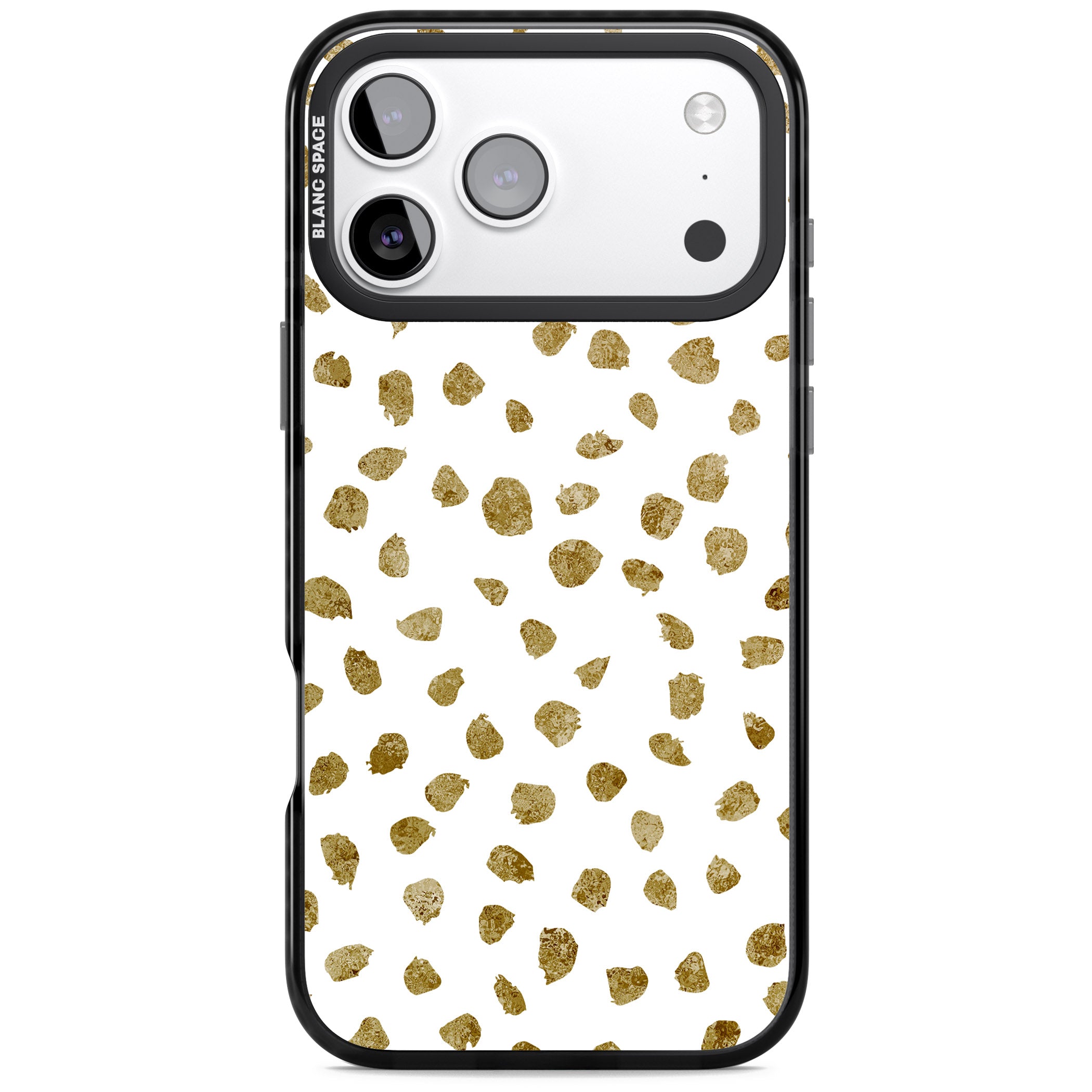 Golden Speckle iPhone 17 Pro Impact Black Phone Case