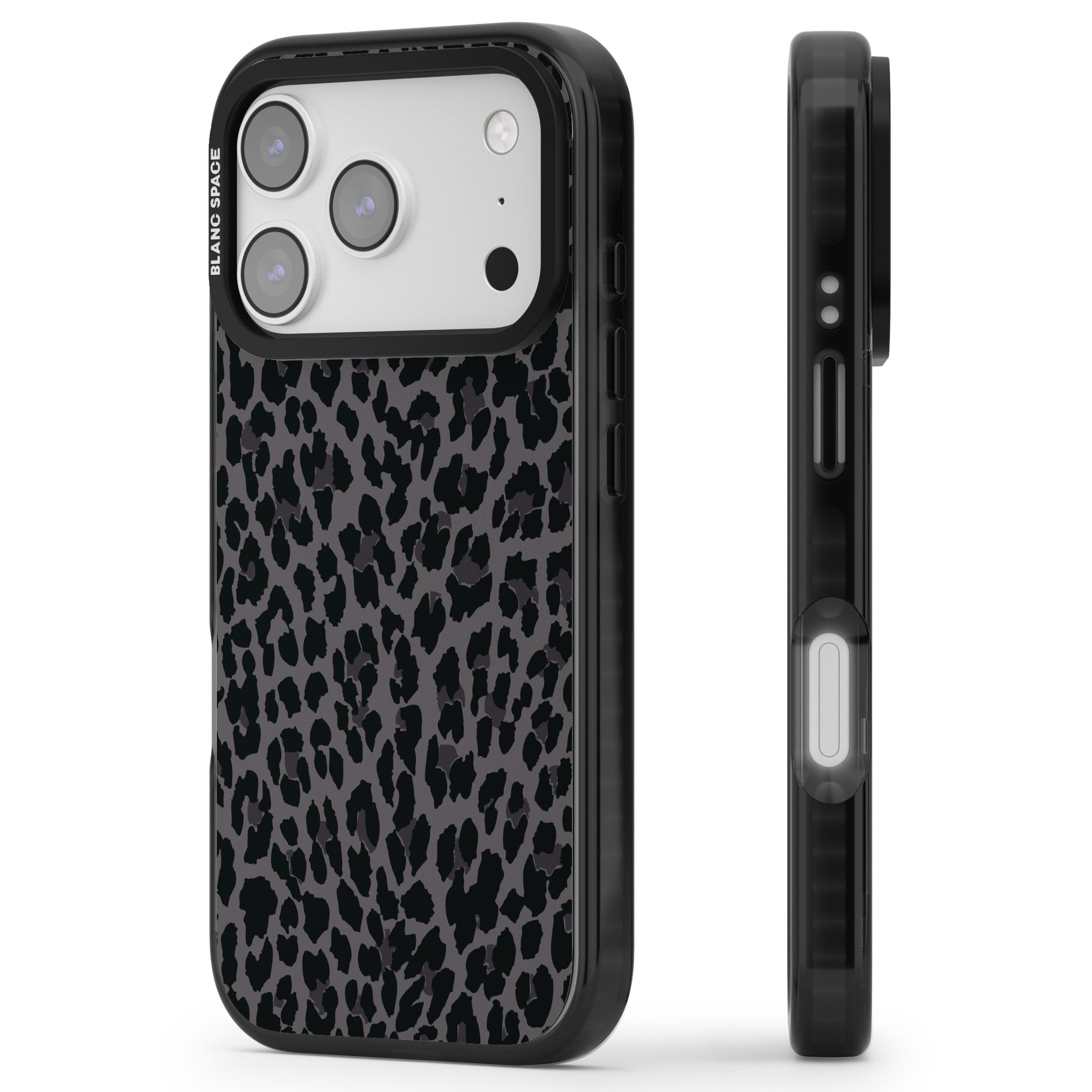 Dark Animal Print iPhone 17 Pro Impact Black Phone Case Side Profile