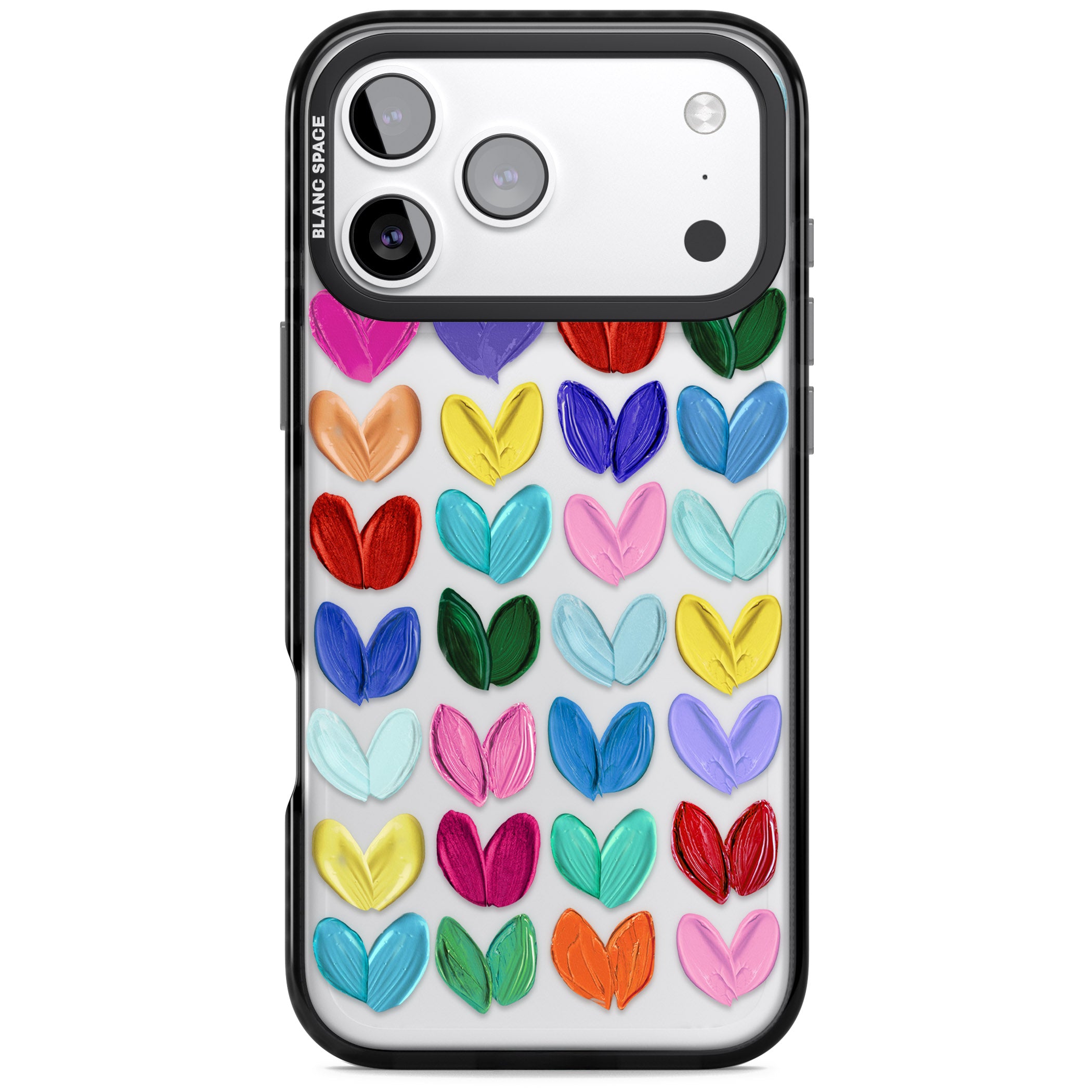 Oil Painted Hearts iPhone 17 Pro Impact Black Phone Case