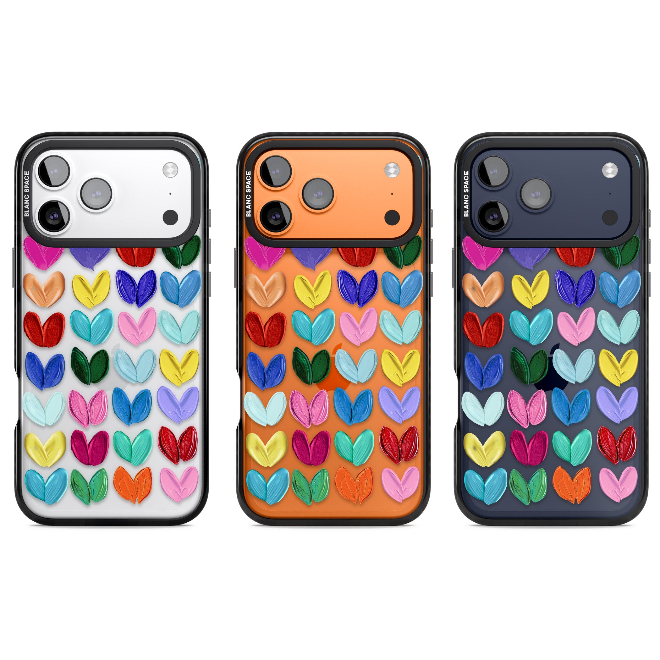 Oil Painted Hearts iPhone 17 Pro Impact Black Phone Case APT Impact Protection