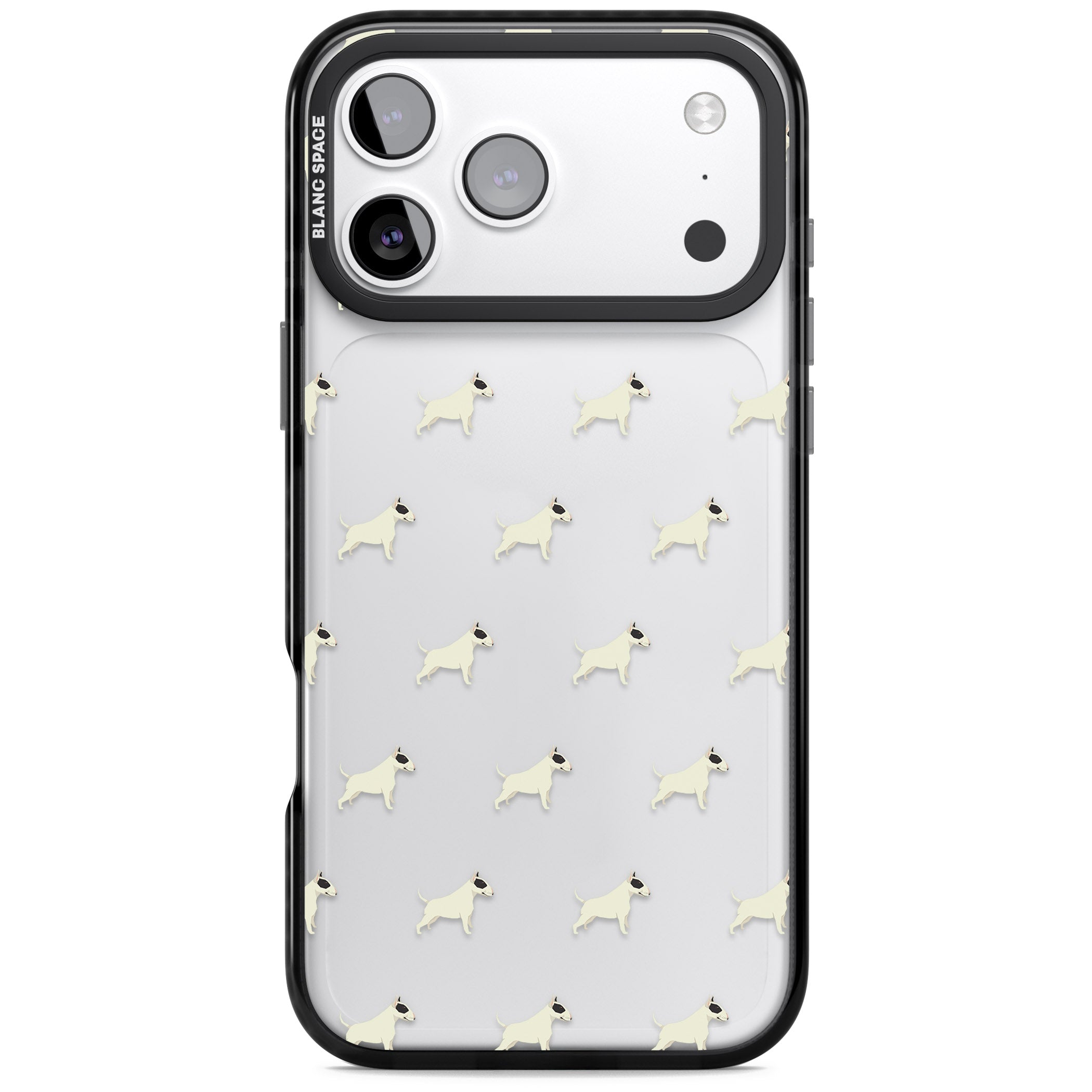 Bull Terrier Pattern iPhone 17 Pro Impact Black Phone Case