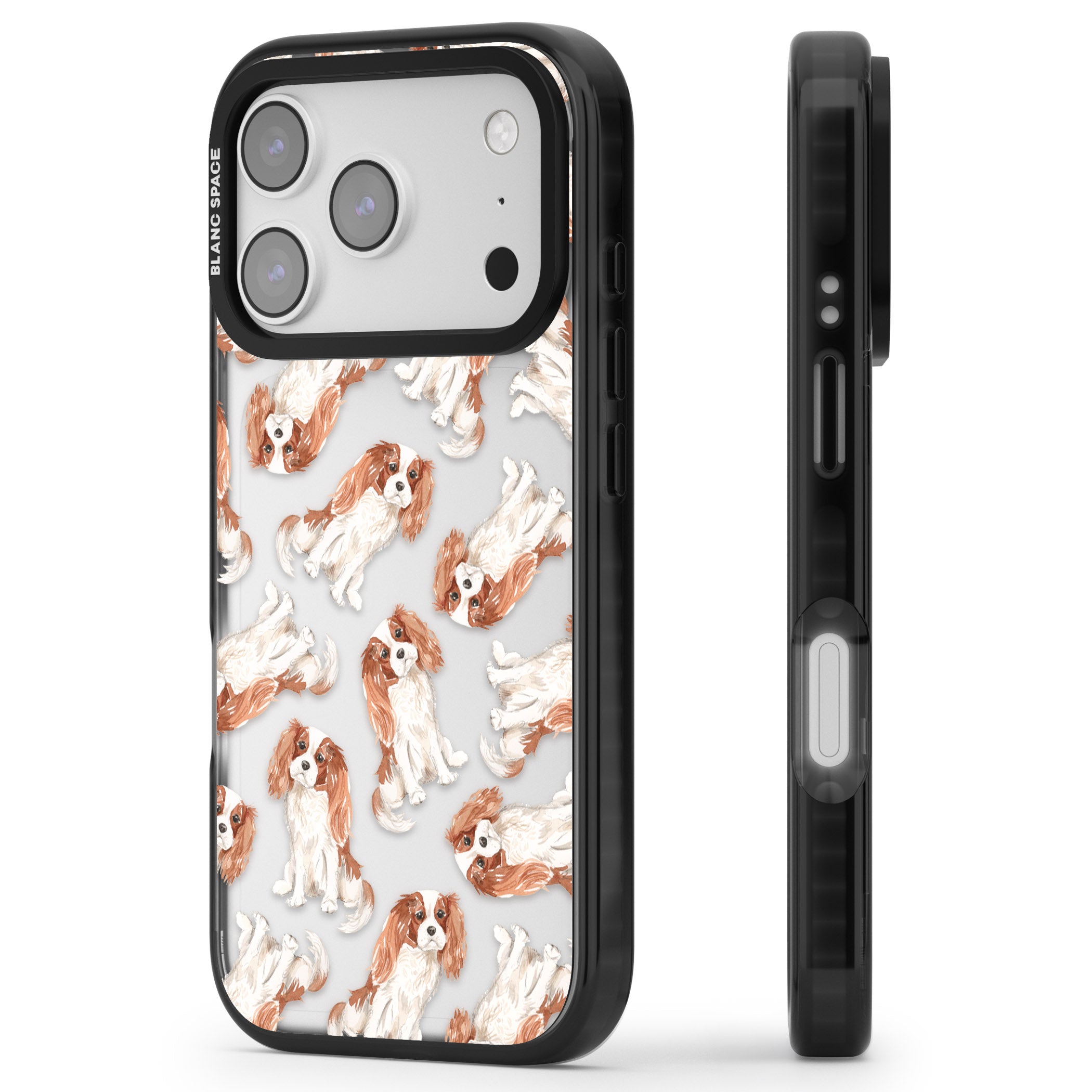Cavalier King Charles Spaniel iPhone 17 Pro Impact Black Phone Case Side Profile