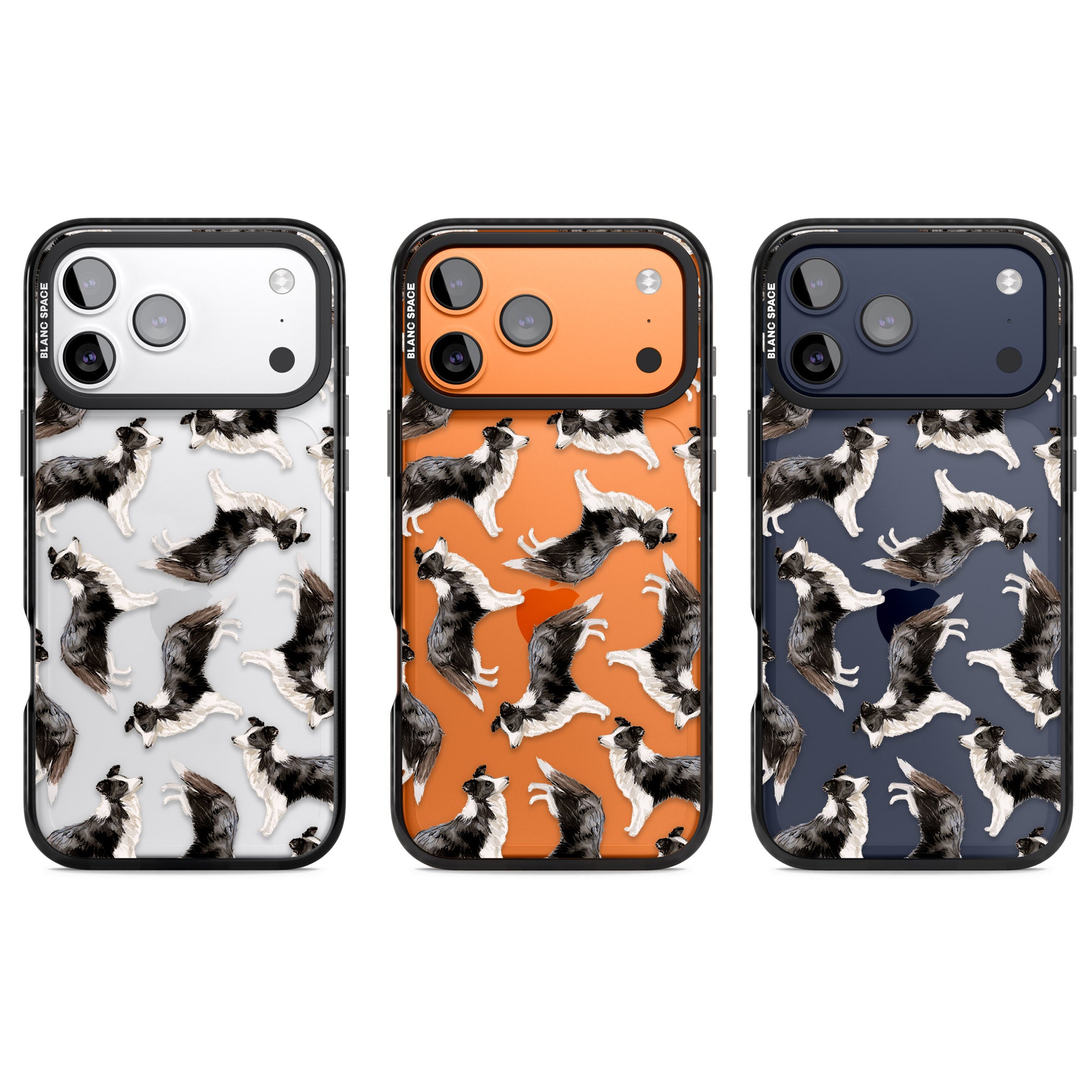 Border Collie Pattern Watercolour iPhone 17 Pro Impact Black Phone Case APT Impact Protection