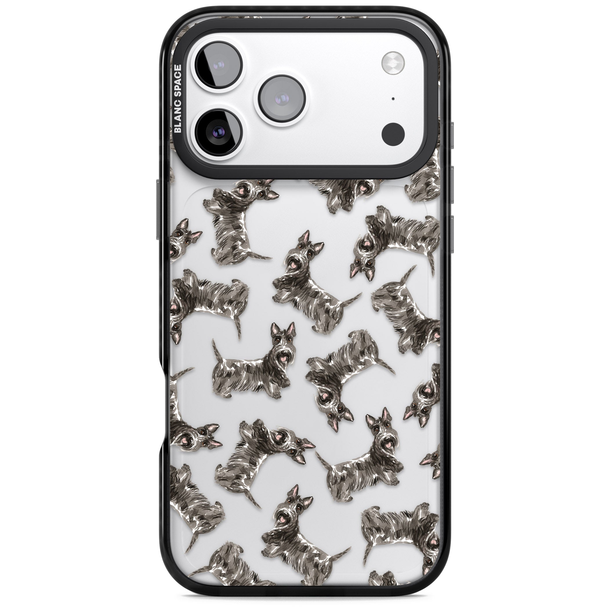 Scottish Terrier Pattern iPhone 17 Pro Impact Black Phone Case