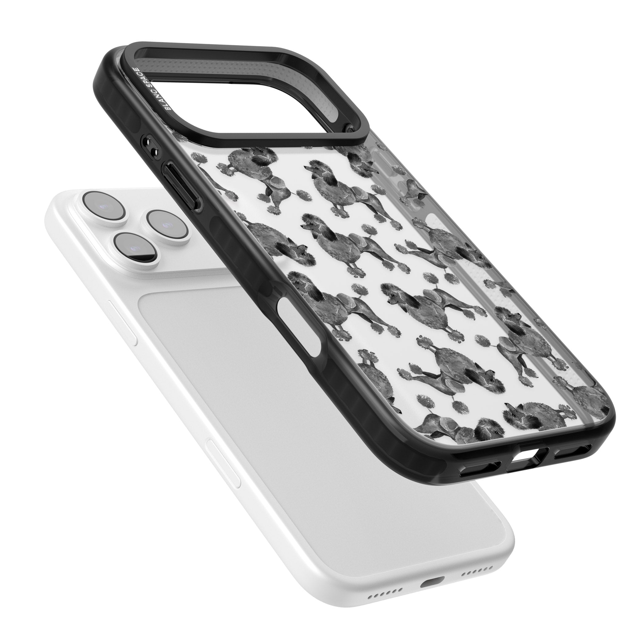 Poodle Pattern iPhone 17 Pro Impact Black Phone Case Colours