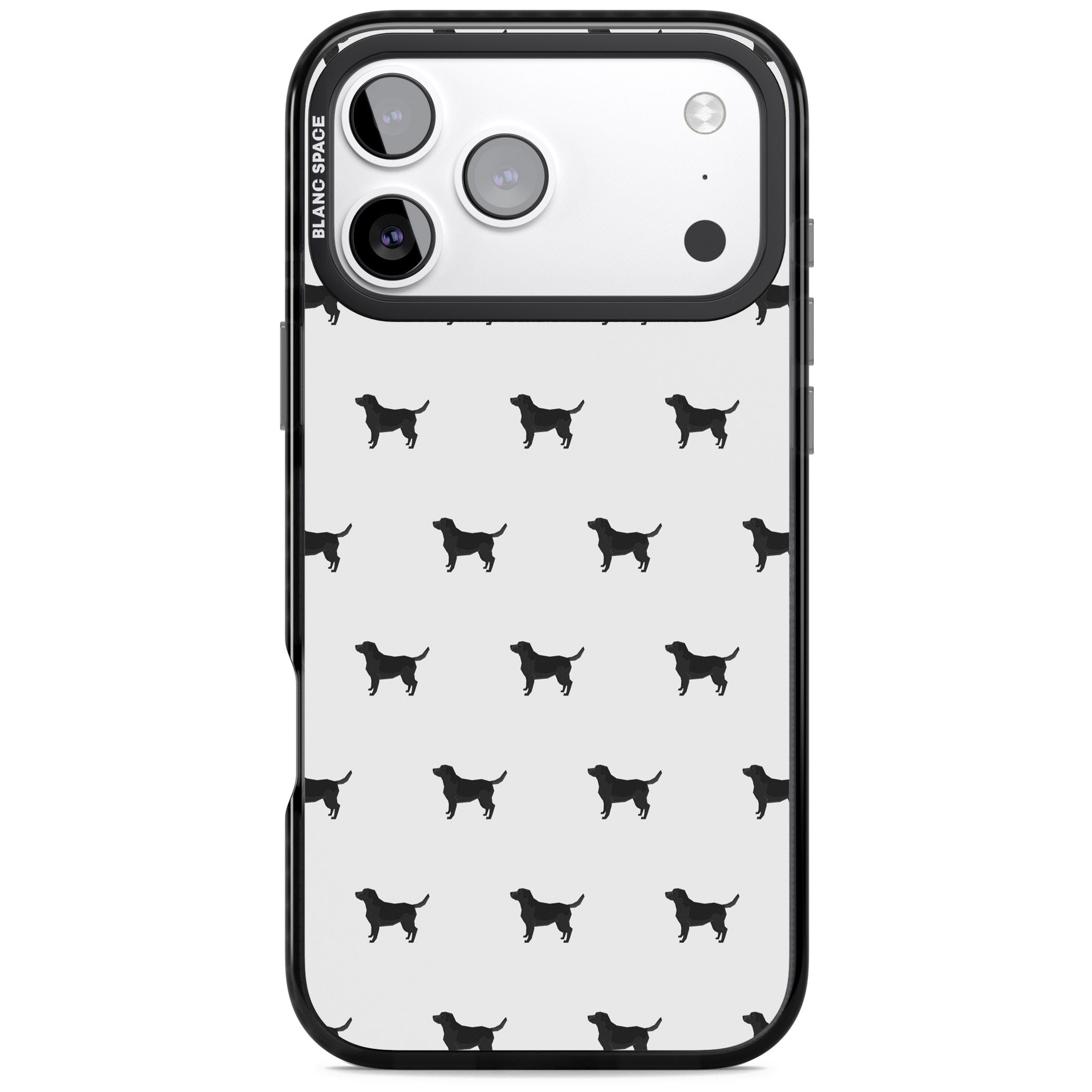 Black Labrador Spot Pattern iPhone 17 Pro Impact Black Phone Case
