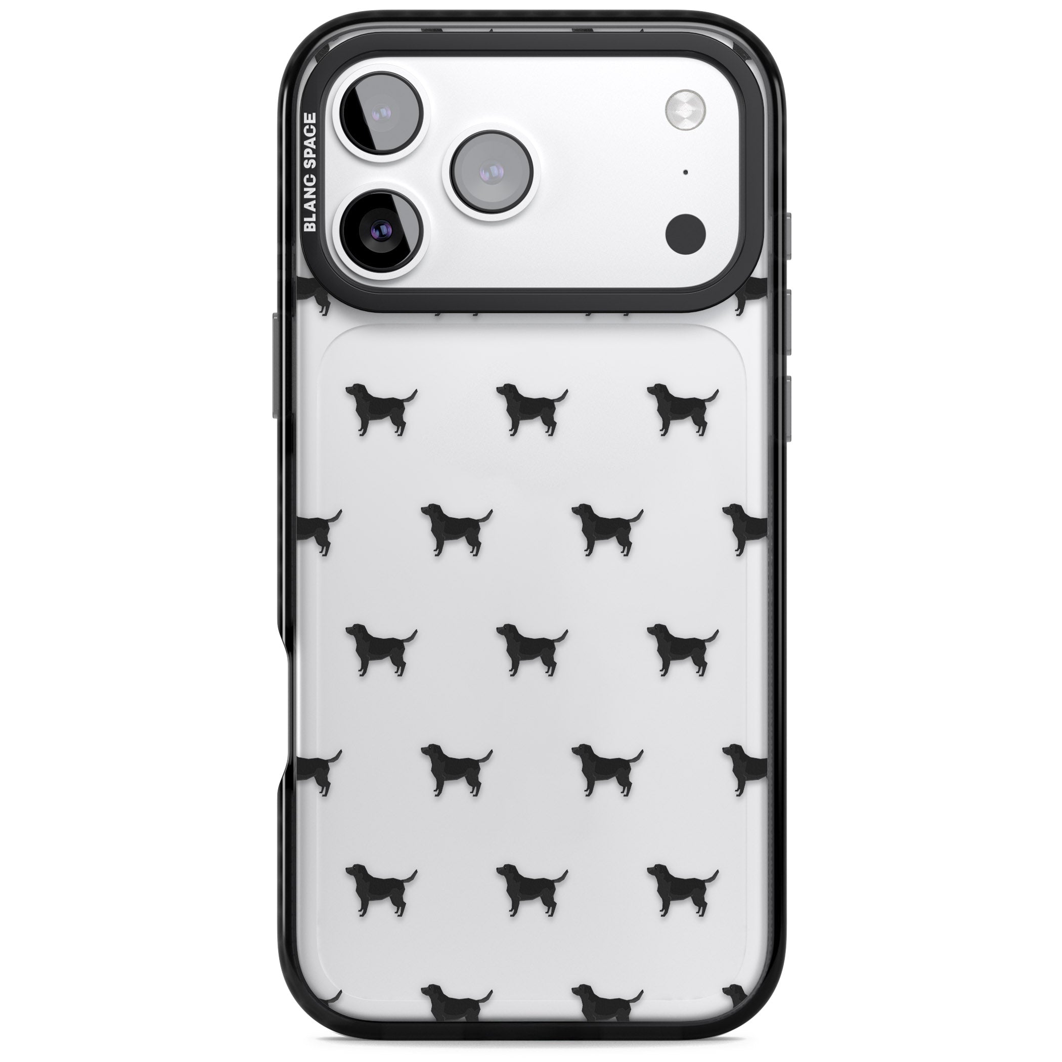Black Labrador Pattern iPhone 17 Pro Impact Black Phone Case