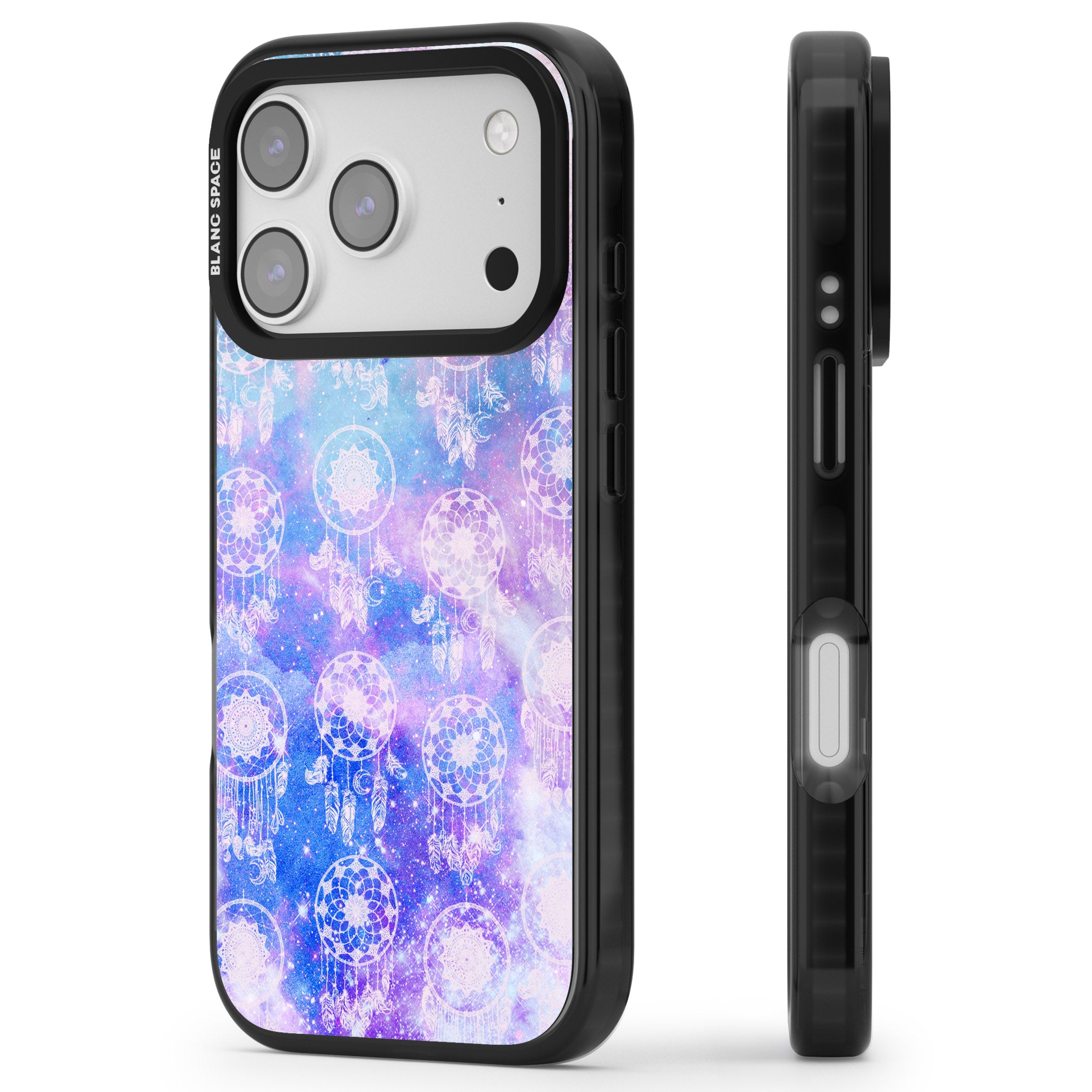 Dreamcatcher Galaxy Tie Dye iPhone 17 Pro Impact Black Phone Case Side Profile