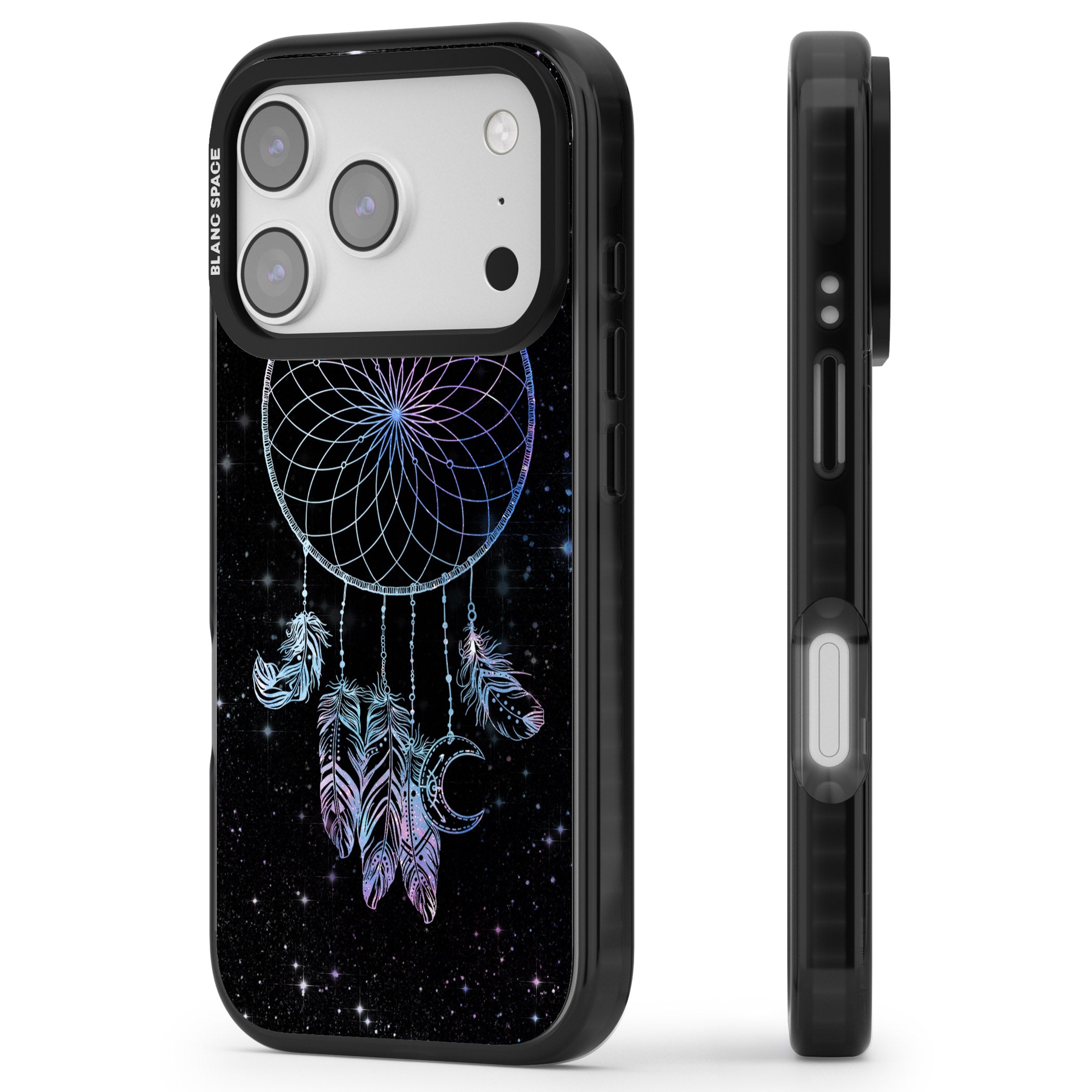 Dreamcatcher Galaxy iPhone 17 Pro Impact Black Phone Case Side Profile