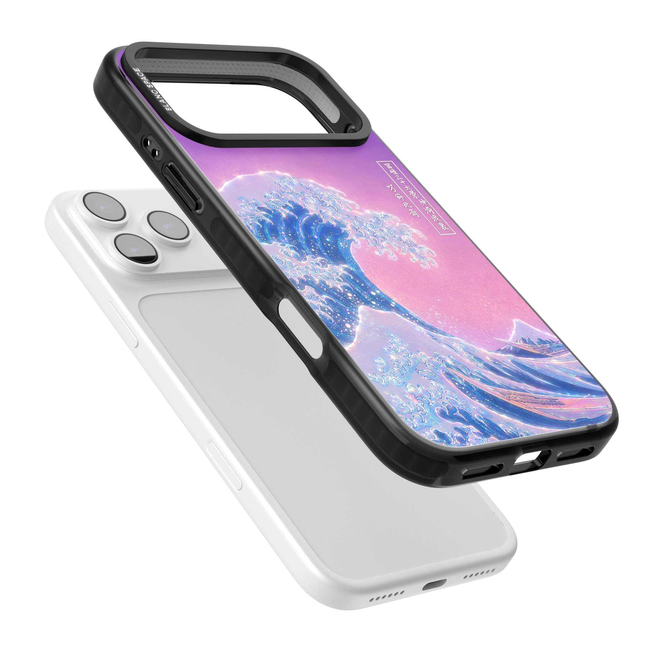 The Great Opal Wave Japanese iPhone case featuring Hokusai's great wave in iridescent pastels with lilac sky and Mou | Clear Impact case for iPhone 17 Pro, iPhone 17 Pro Max