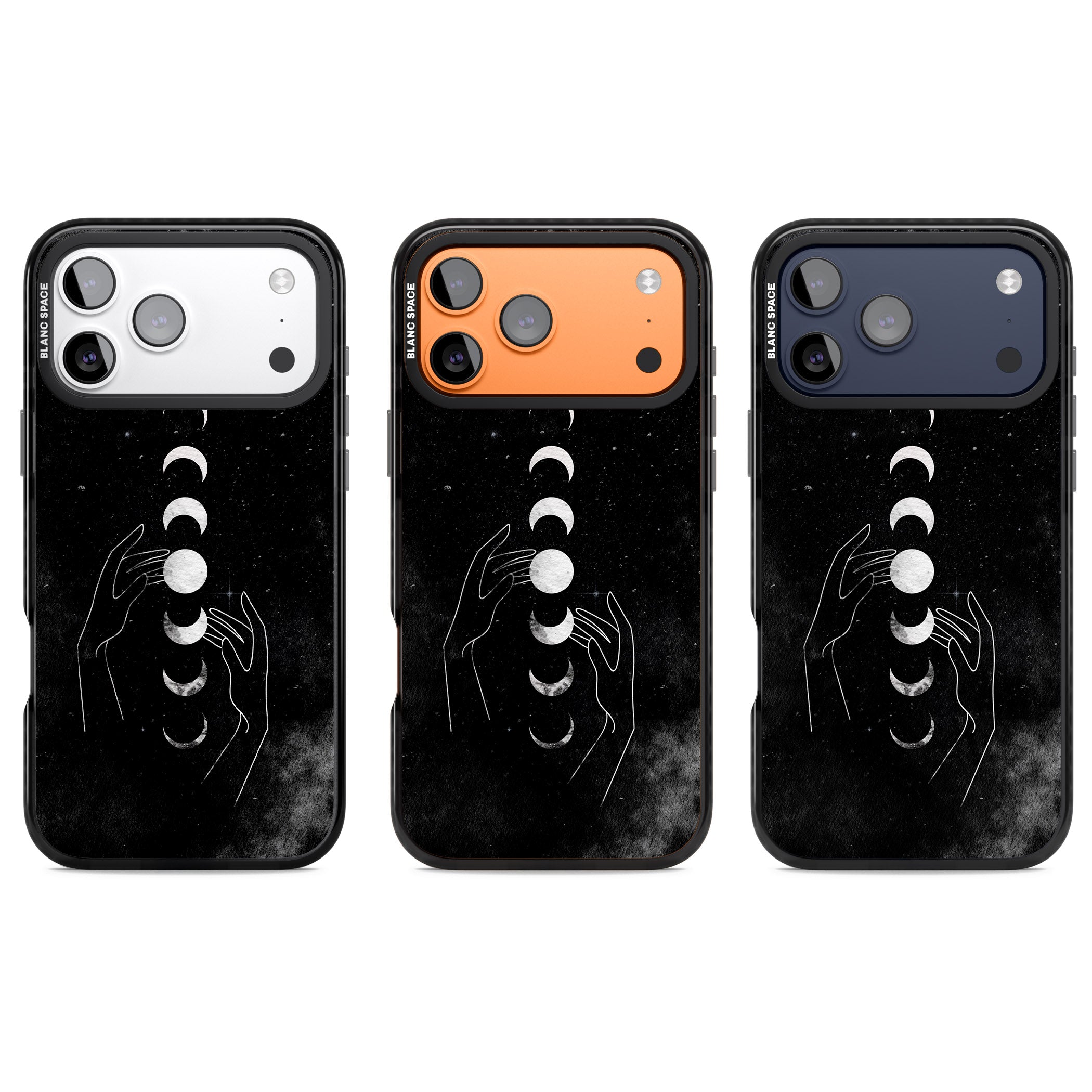 Moon Phases Hands iPhone 17 Pro Impact Black Phone Case APT Impact Protection