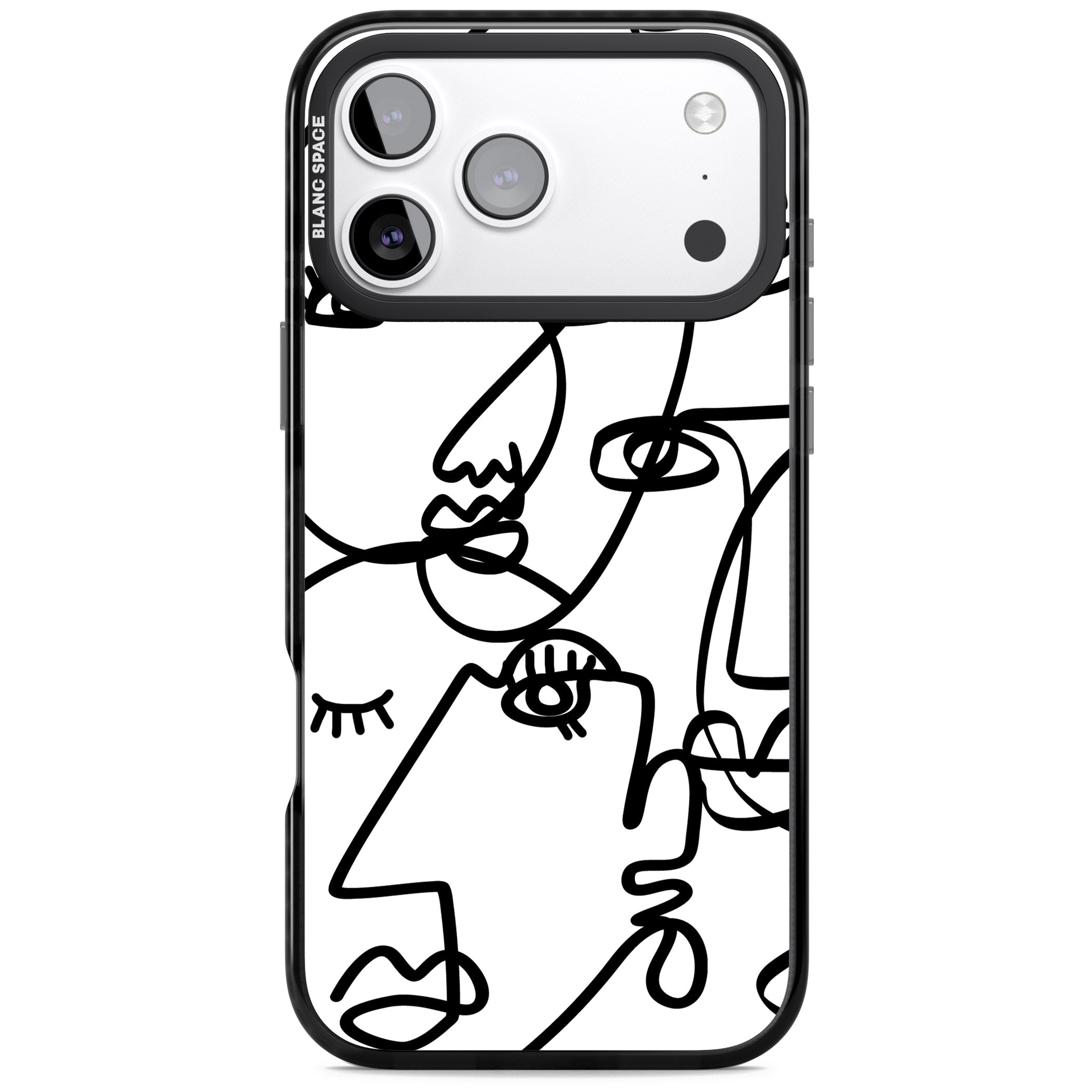 Abstract Line Art Black White iPhone 17 Pro Impact Black Phone Case