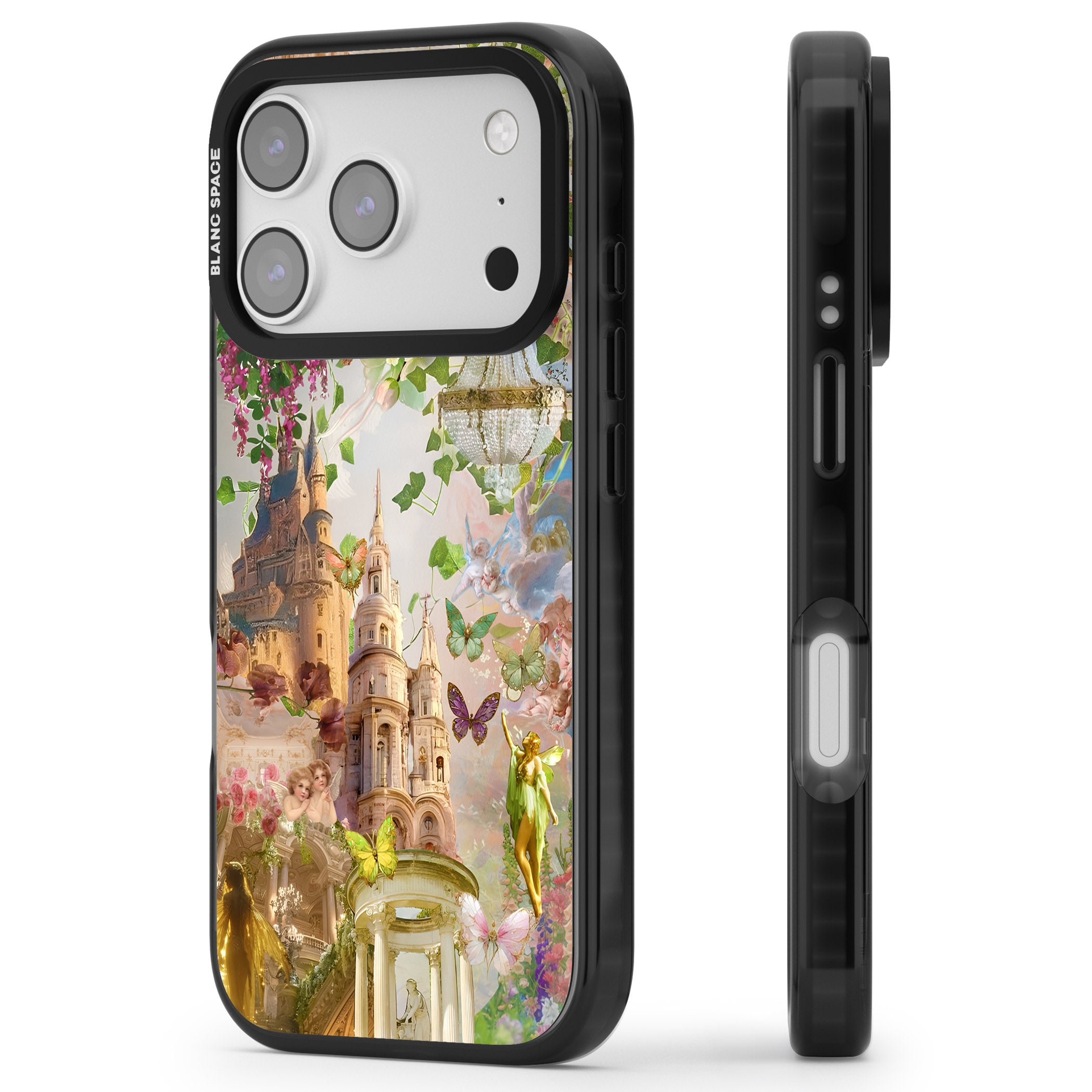 Fairies & Castles Collage iPhone 17 Pro Impact Black Phone Case Side Profile