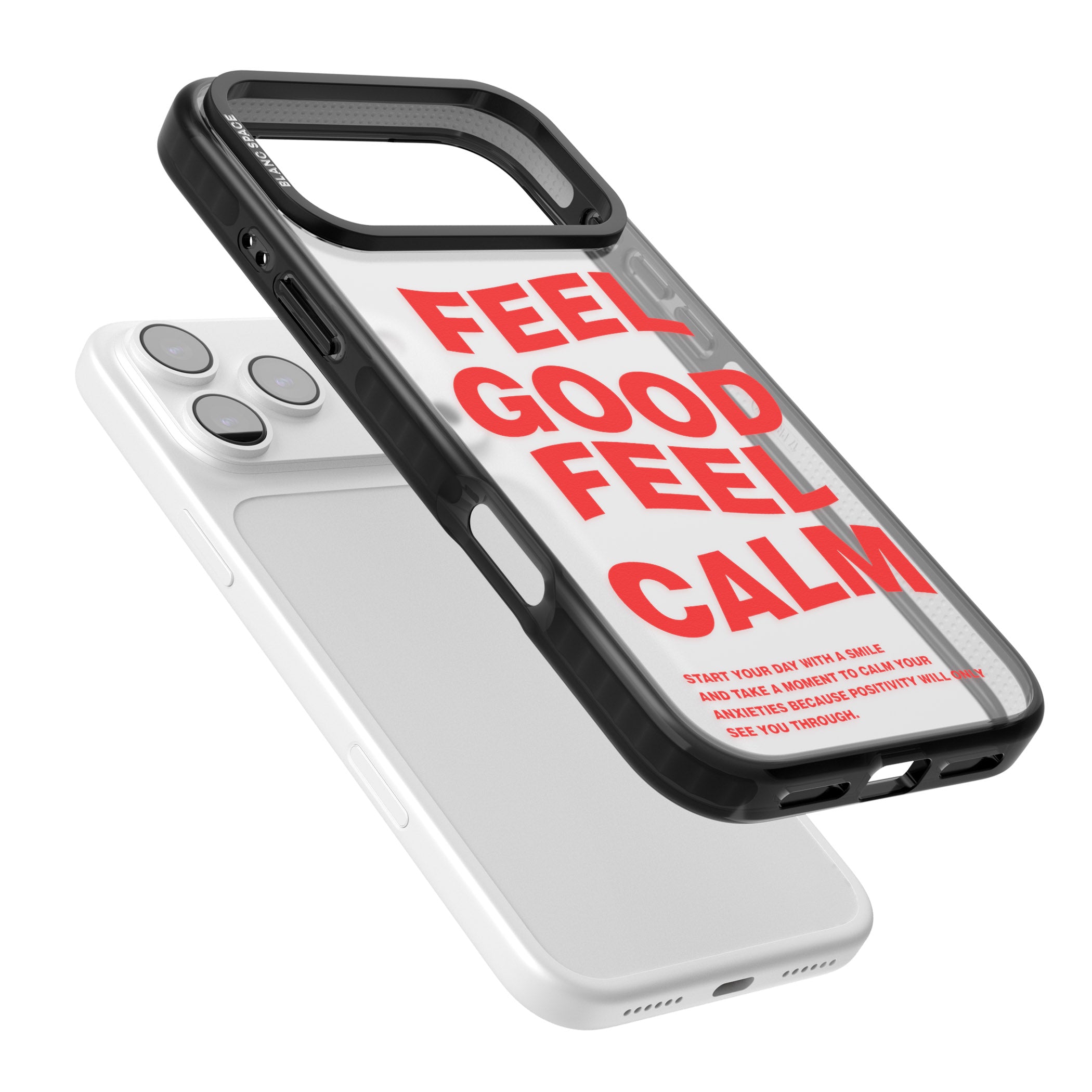 Feel Good Feel Calm (Red) iPhone 17 Pro Max Impact Black Phone Case Colours