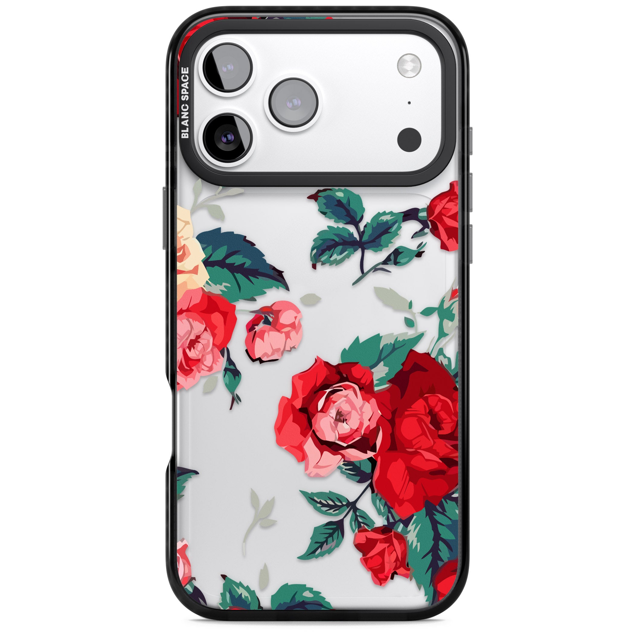 Rose Pattern iPhone 17 Pro Impact Black Phone Case