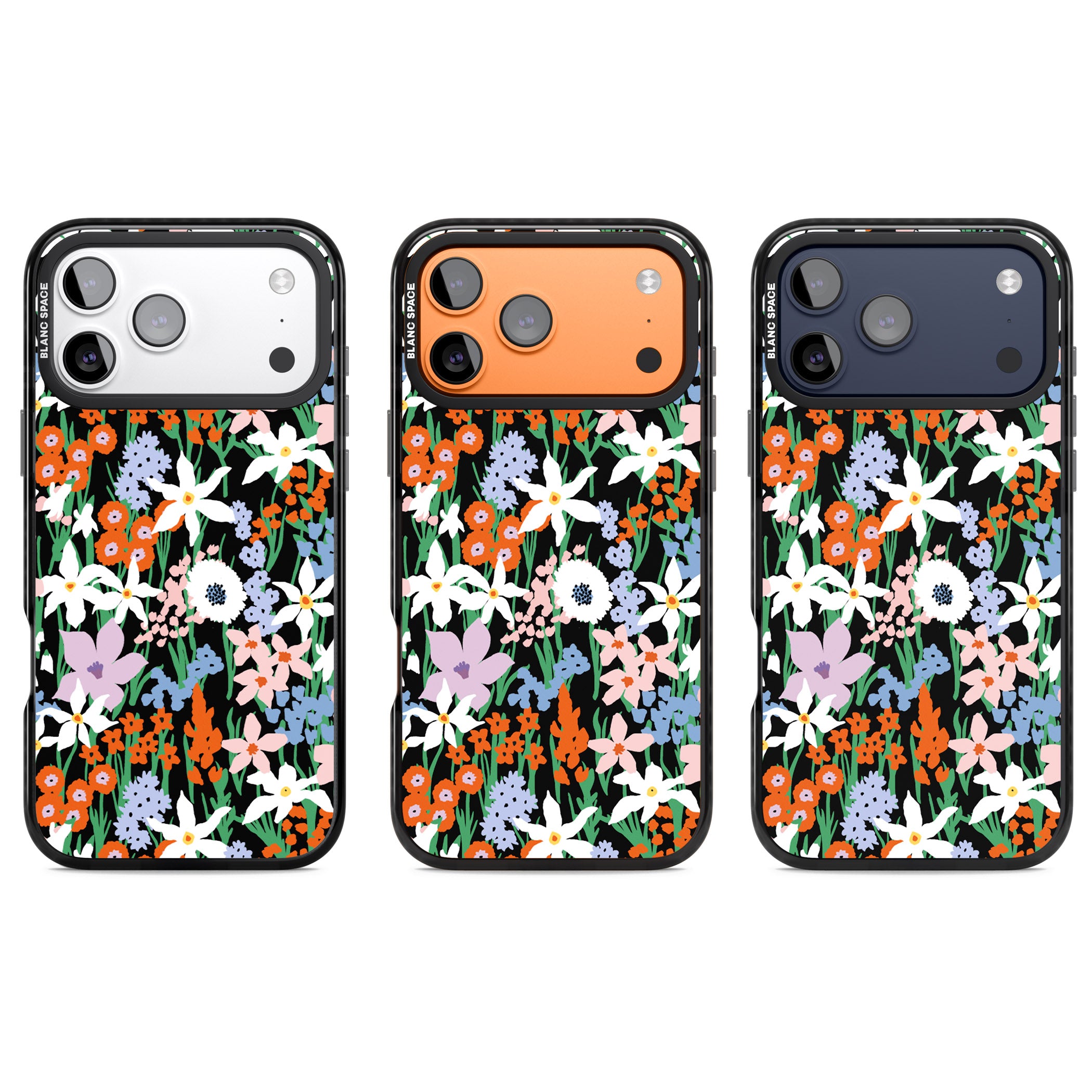 Floral Bloom Meadow Solid iPhone 17 Pro Impact Black Phone Case APT Impact Protection