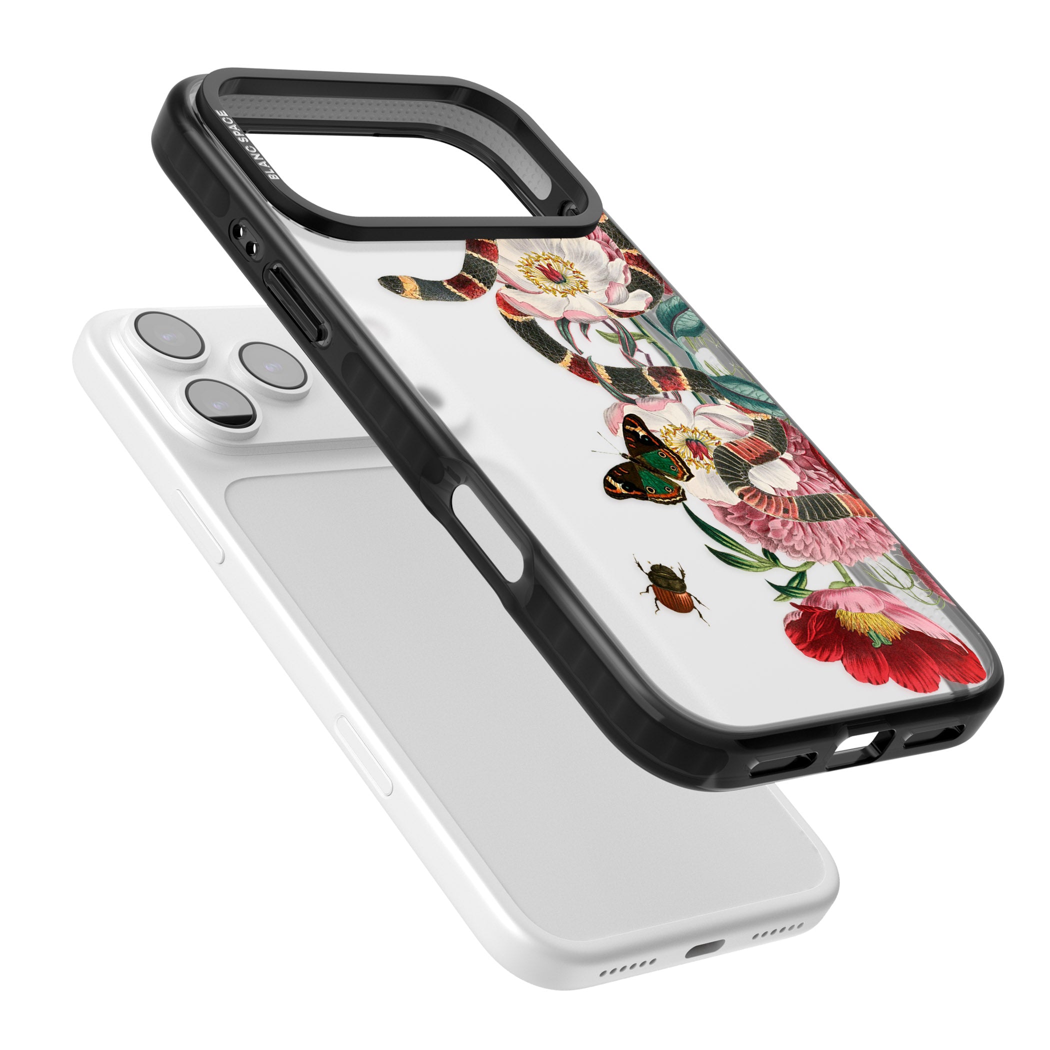 Floral Snake iPhone 17 Pro Impact Black Phone Case Colours