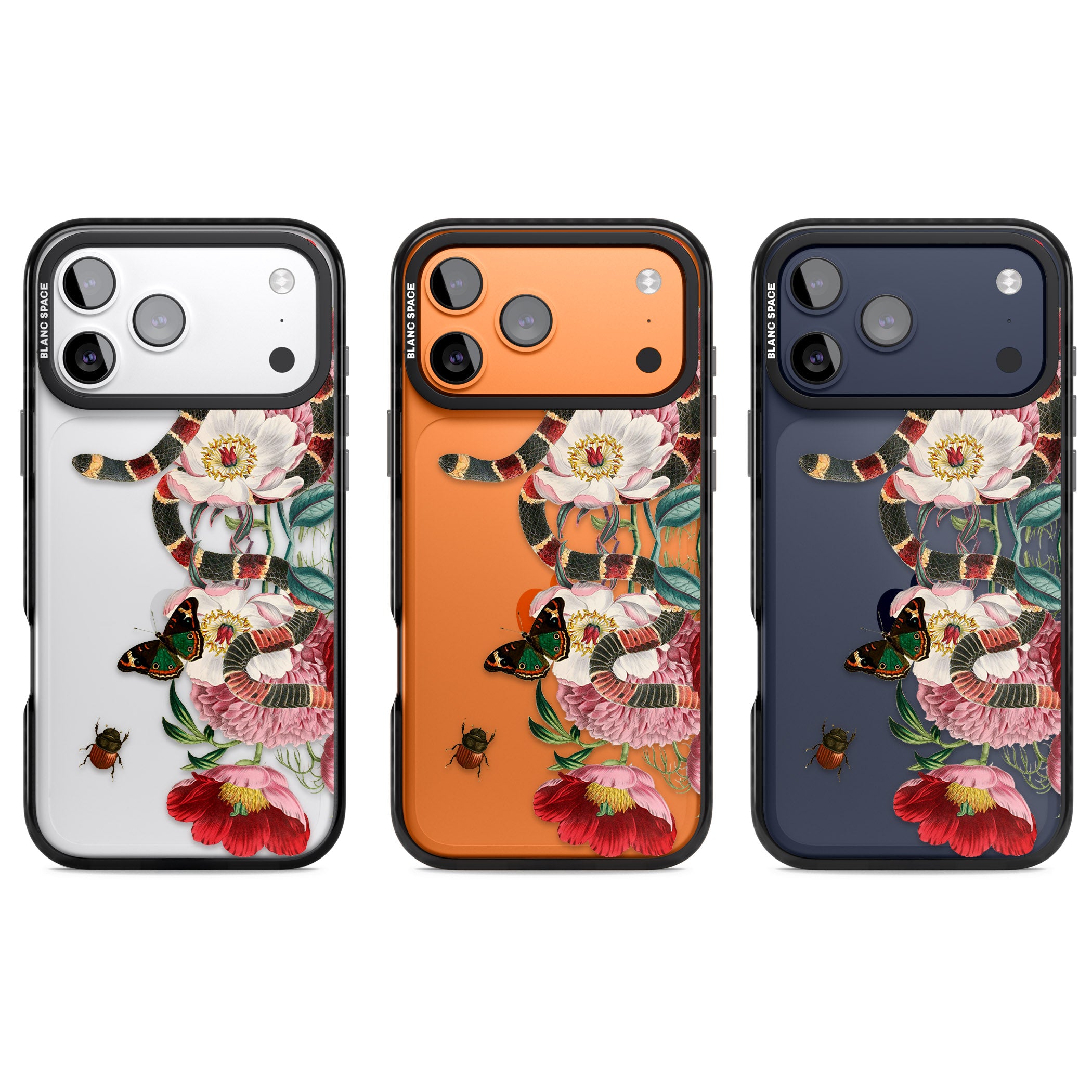 Floral Snake iPhone 17 Pro Impact Black Phone Case APT Impact Protection