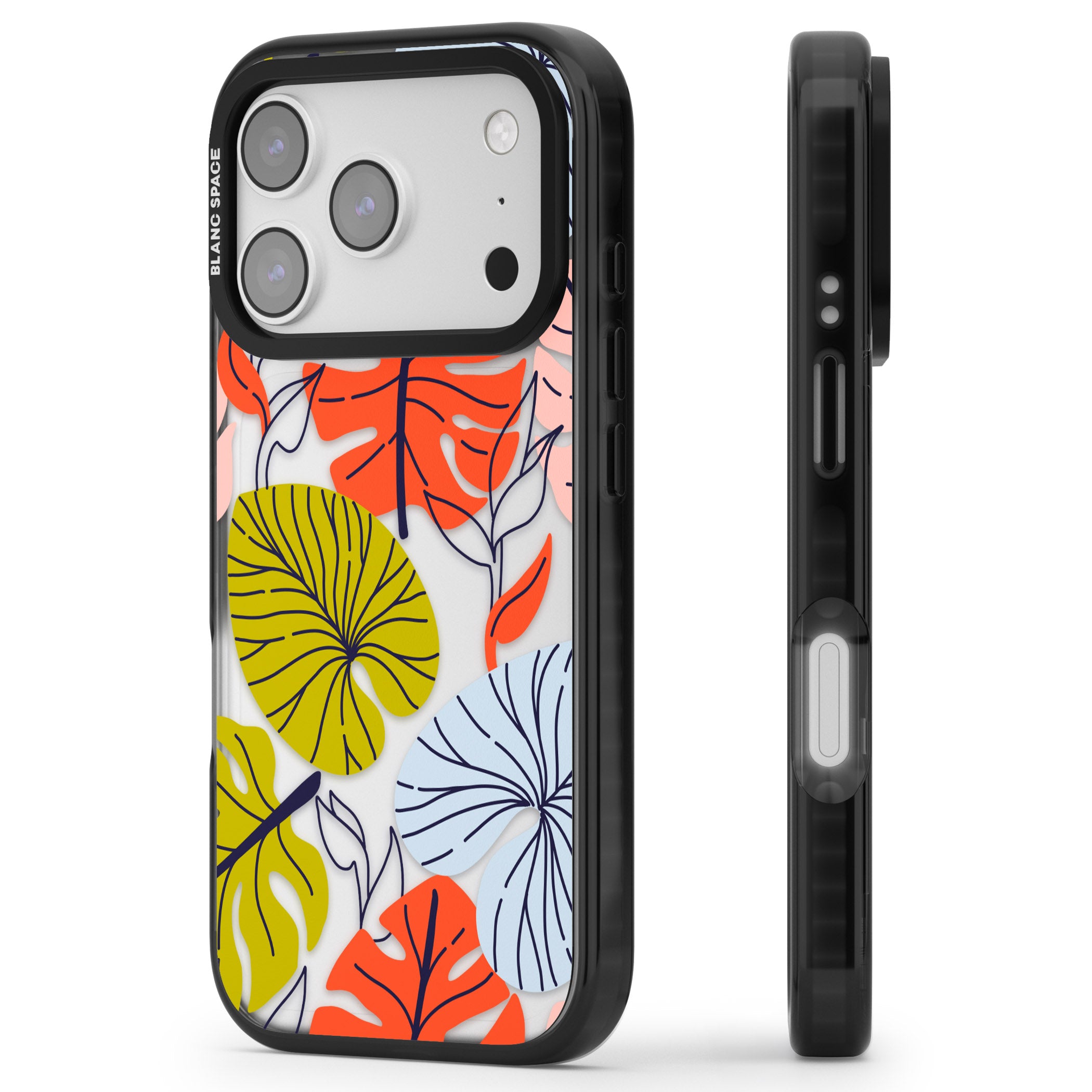 Retro Leaves iPhone 17 Pro Max Impact Black Phone Case Side Profile