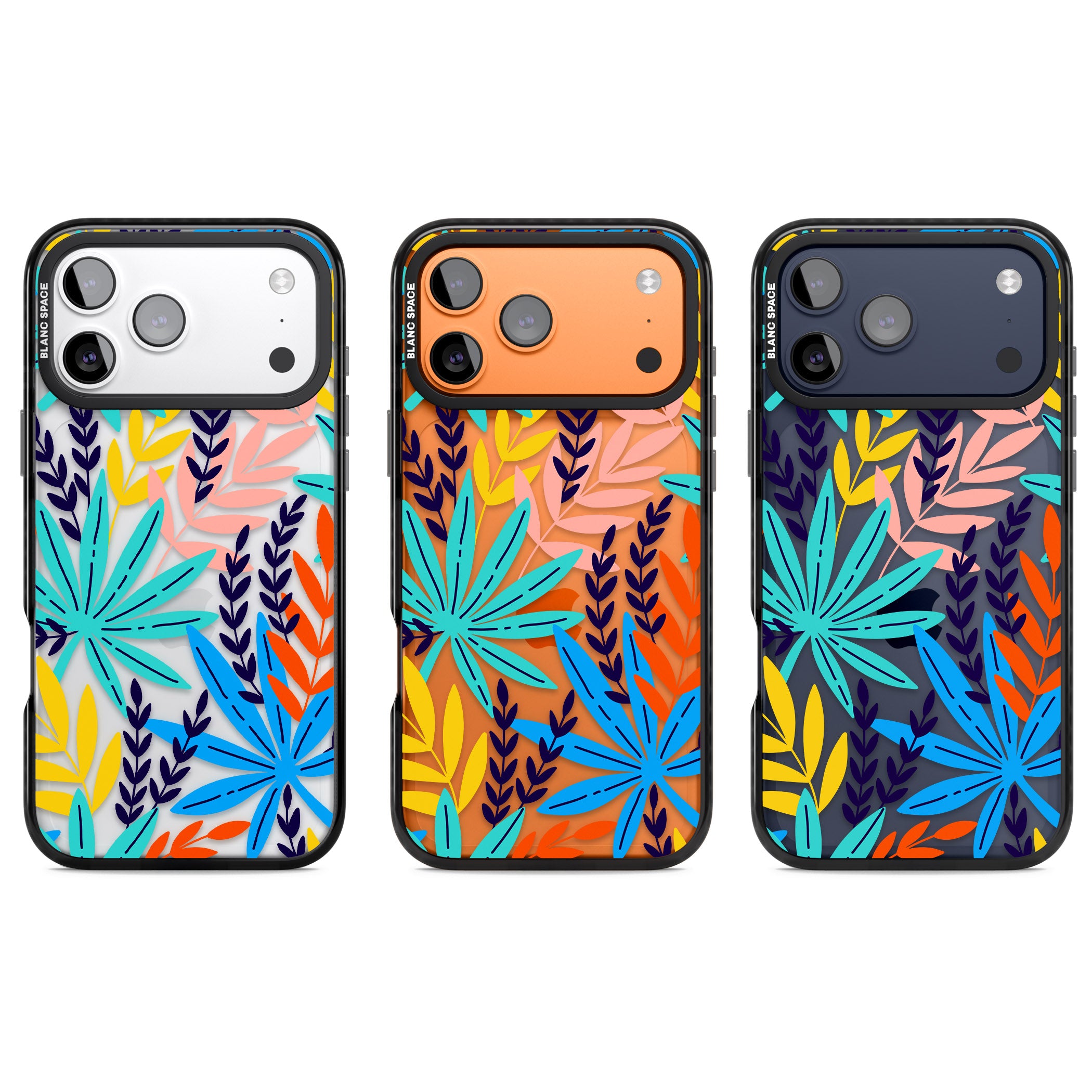 Tropical Palm Leaves iPhone 17 Pro Impact Black Phone Case APT Impact Protection