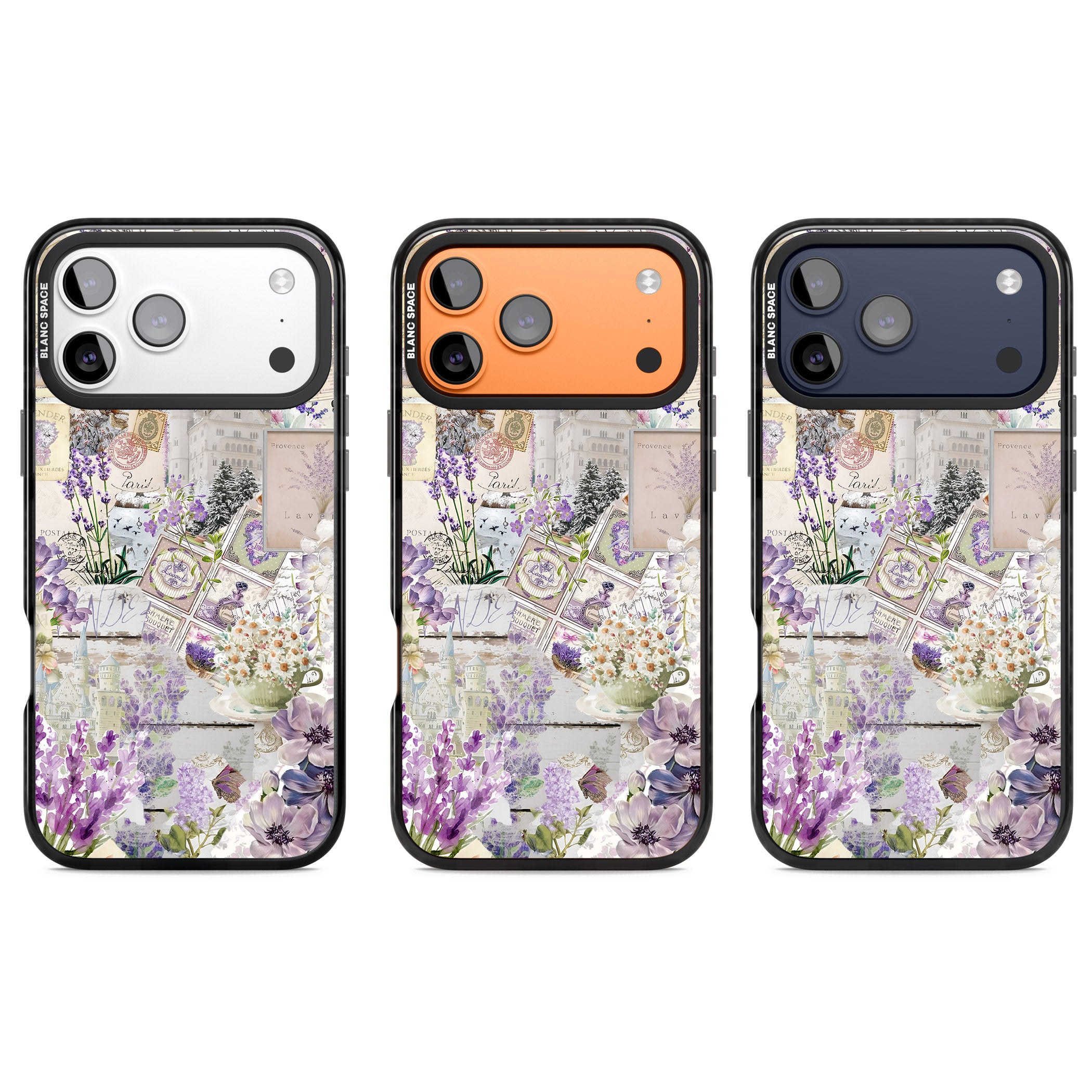 Soft Lavender Collage iPhone 17 Pro Impact Black Phone Case APT Impact Protection