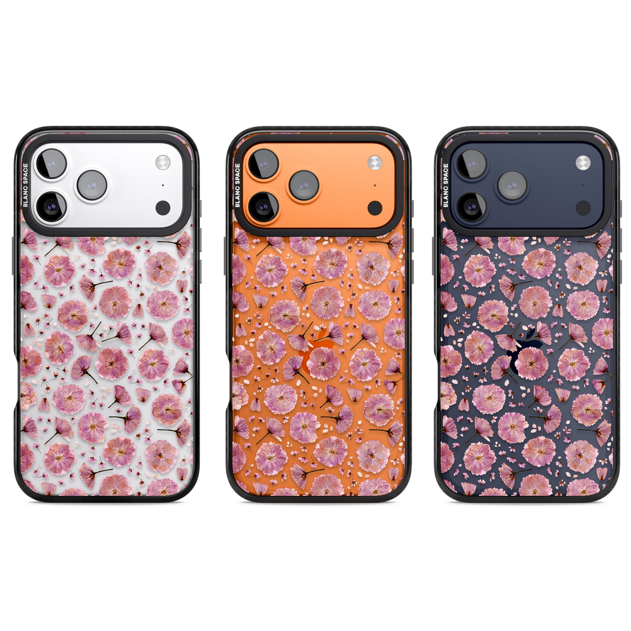 Pink Florals & Blossom iPhone 17 Pro Impact Black Phone Case APT Impact Protection