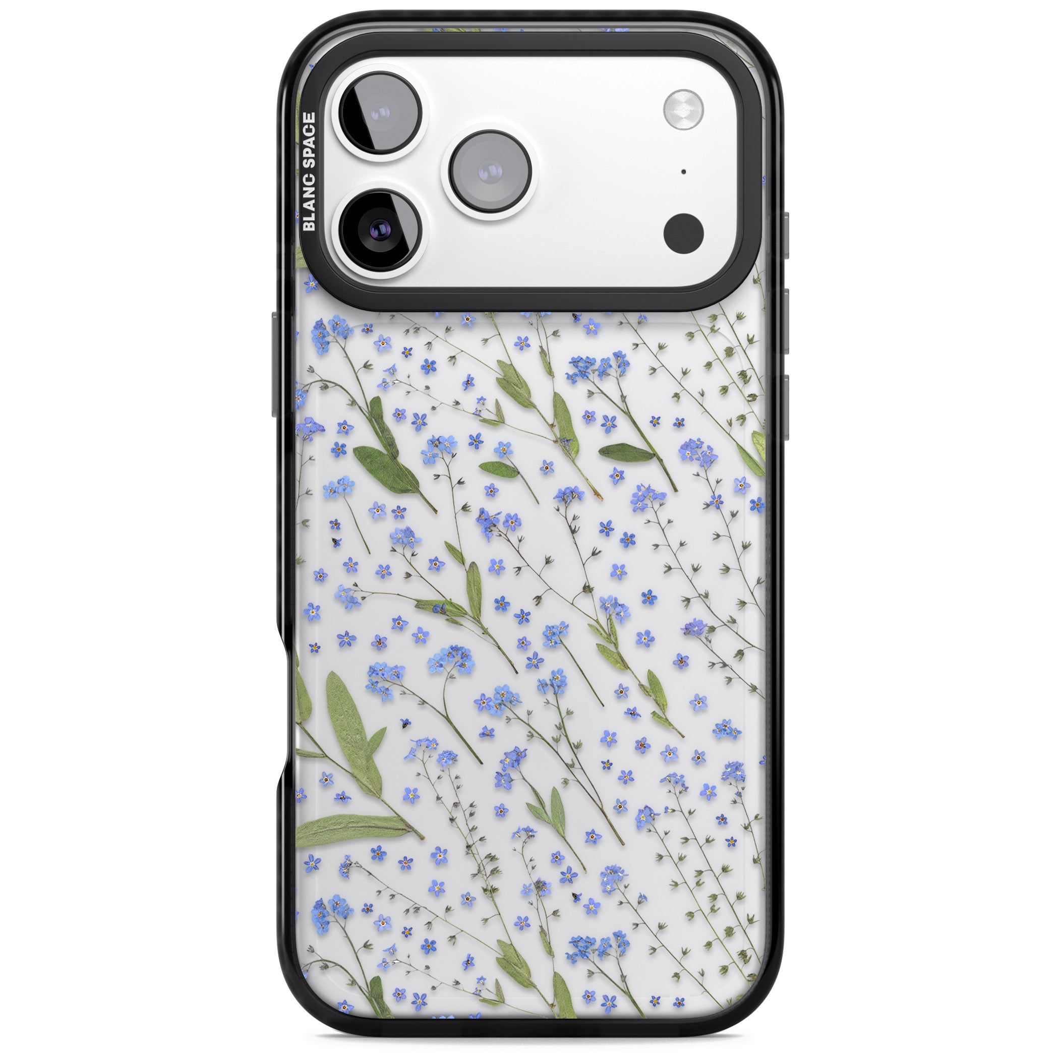 Blue Meadow Floral iPhone 17 Pro Impact Black Phone Case