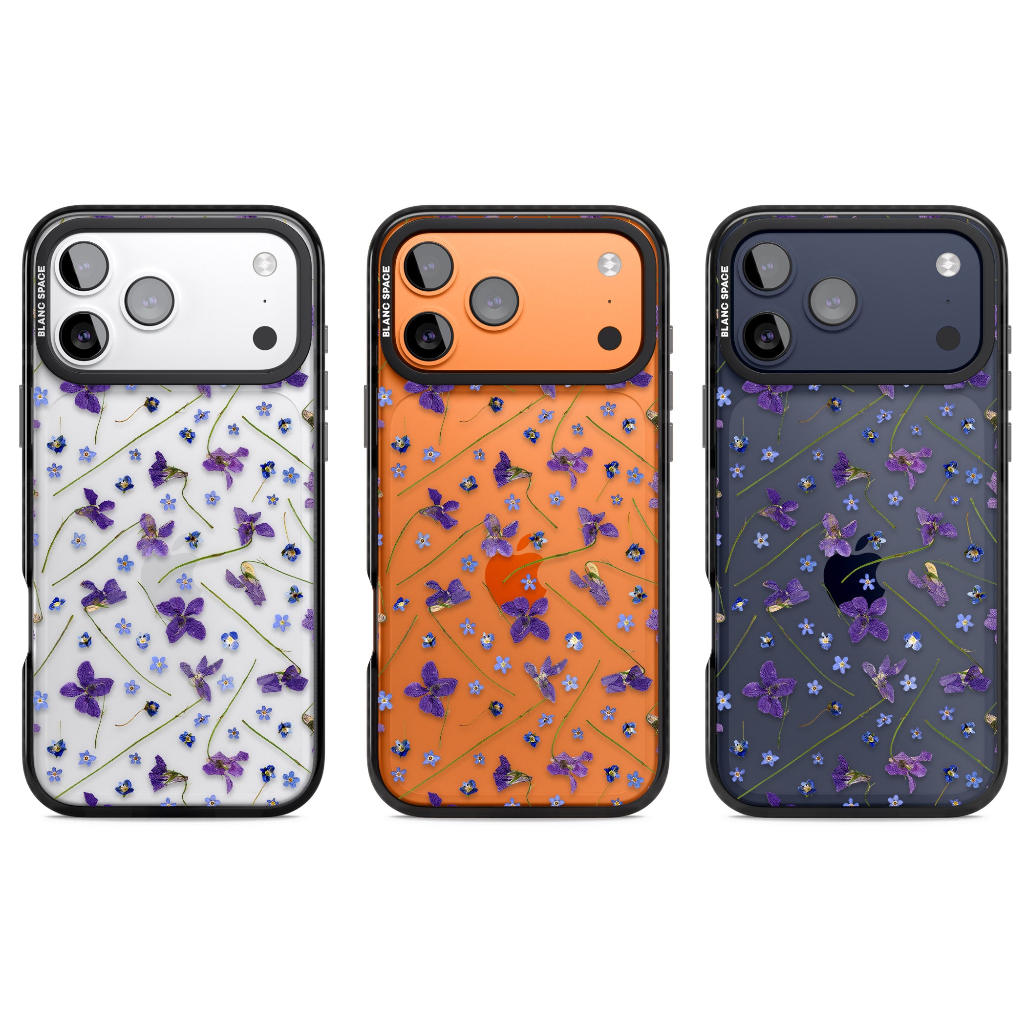 Pressed Violet Flower iPhone 17 Pro Impact Black Phone Case APT Impact Protection