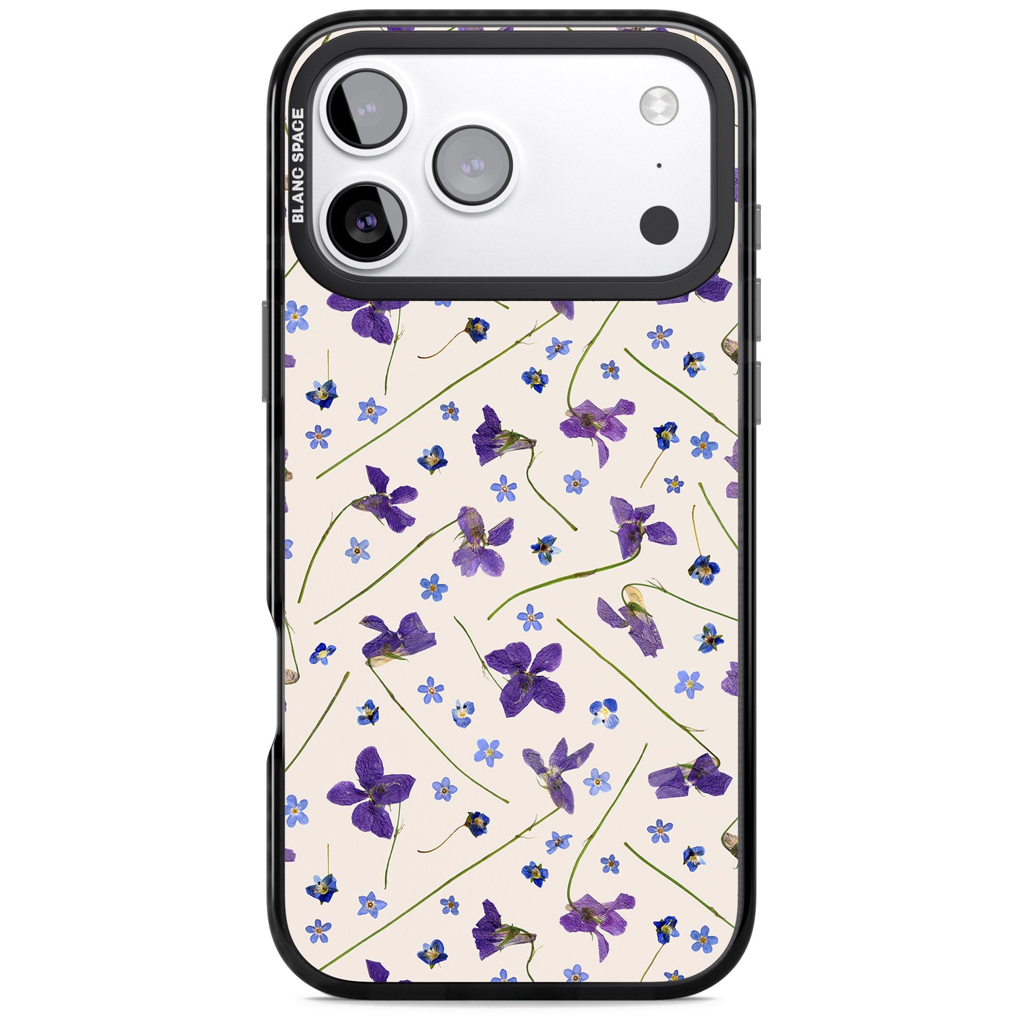 Violet Floral Dream Cream iPhone 17 Pro Max Impact Black Phone Case