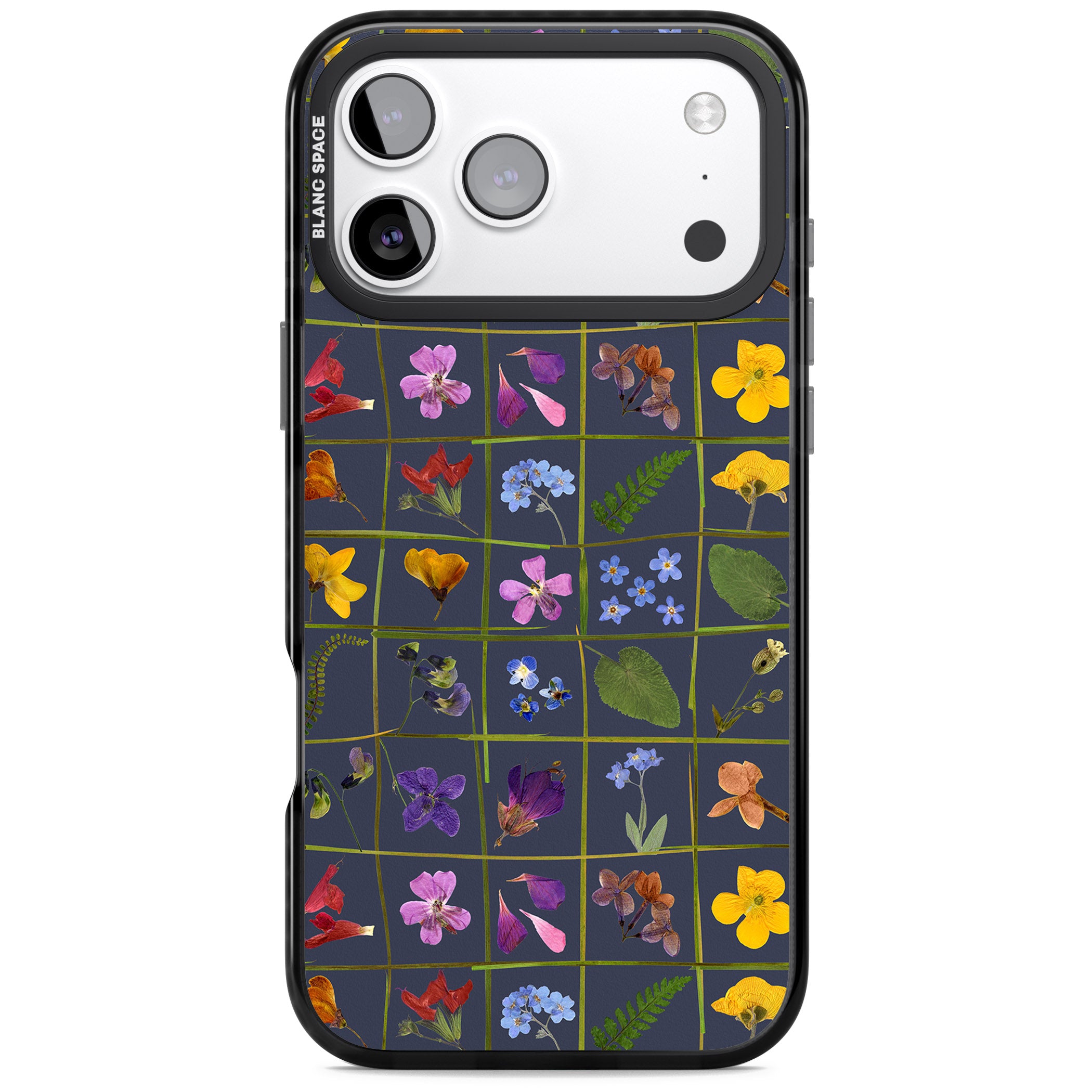 Wildflower Grid iPhone 17 Pro Impact Black Phone Case