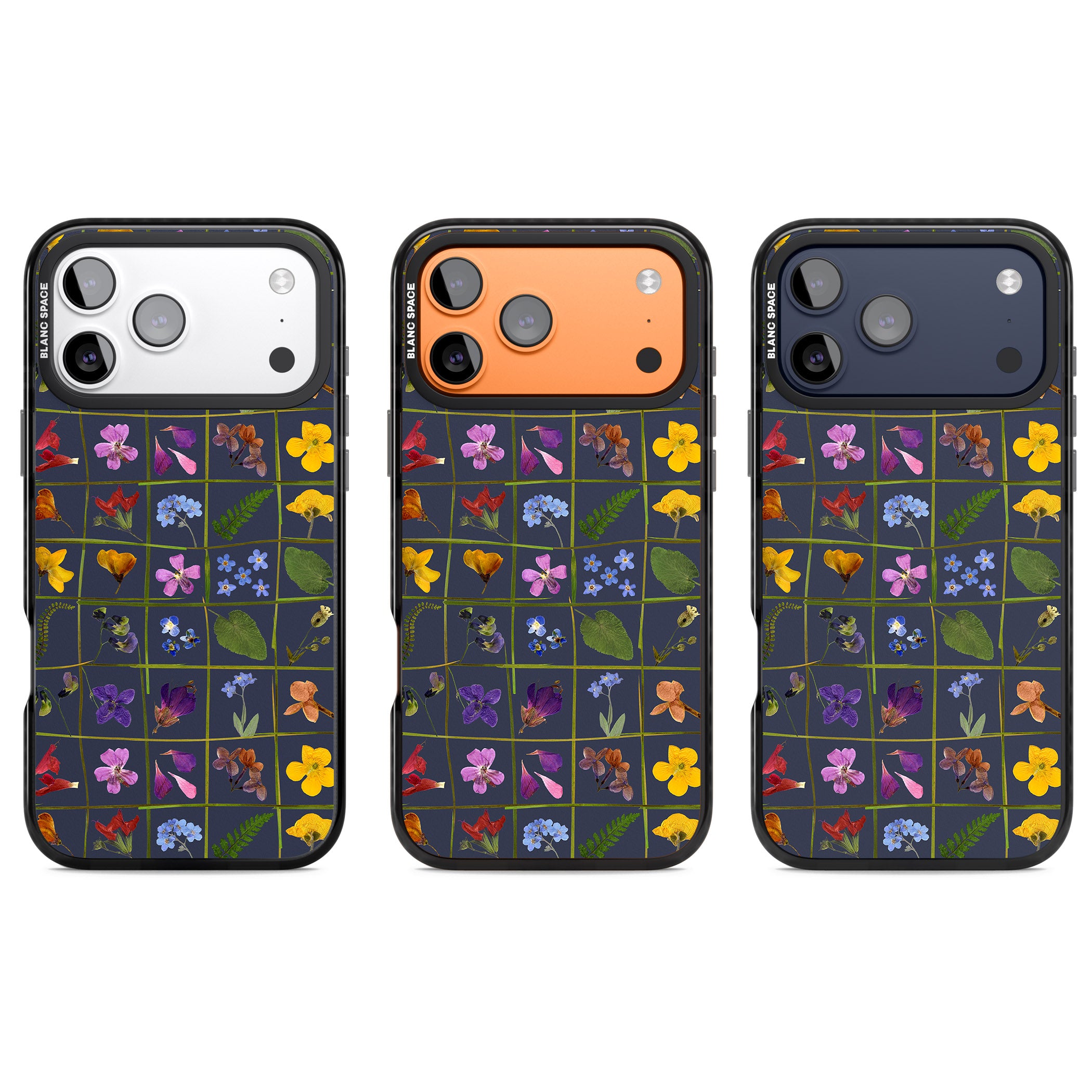 Wildflower Grid iPhone 17 Pro Impact Black Phone Case APT Impact Protection