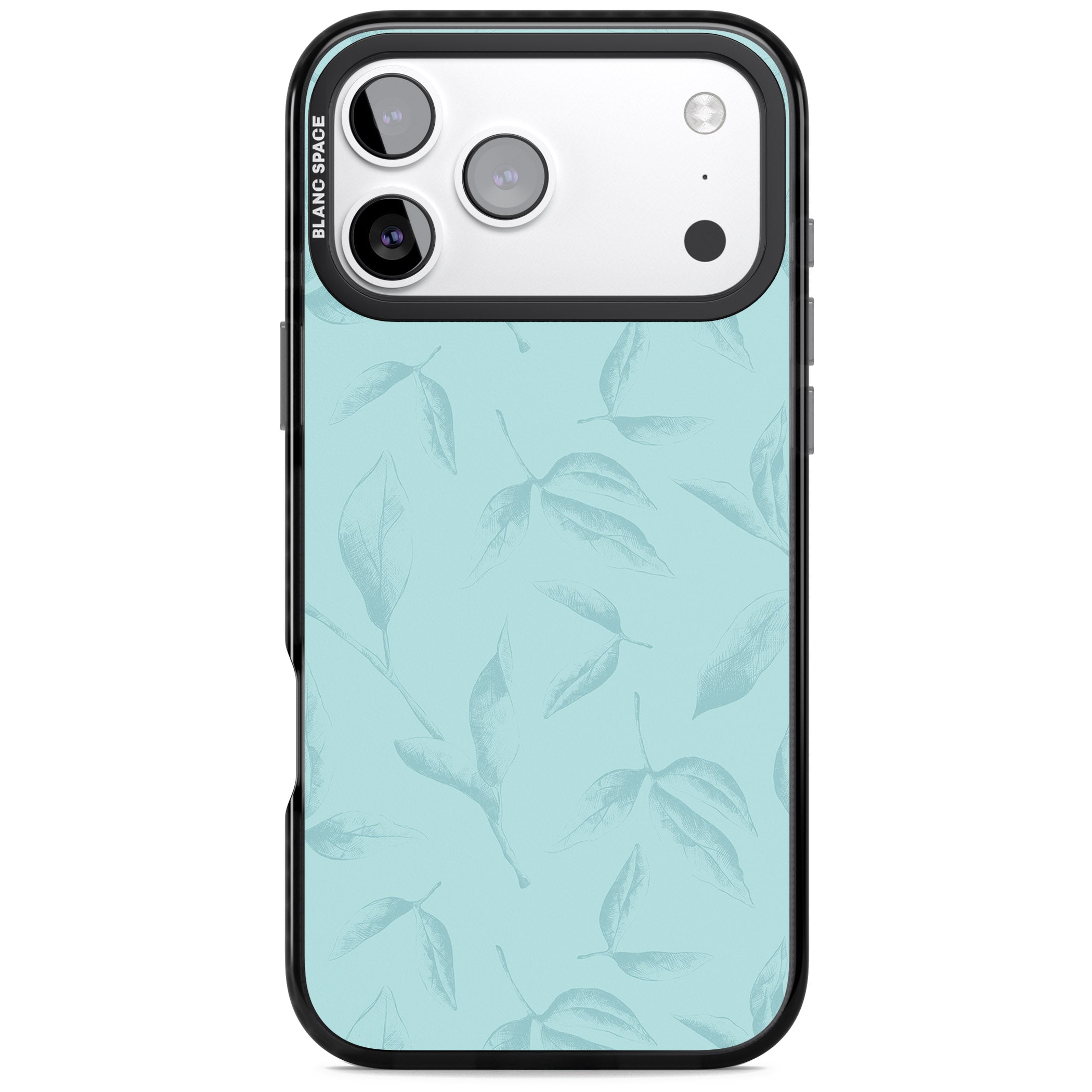 Blue Leaf Botanical iPhone 17 Pro Impact Black Phone Case