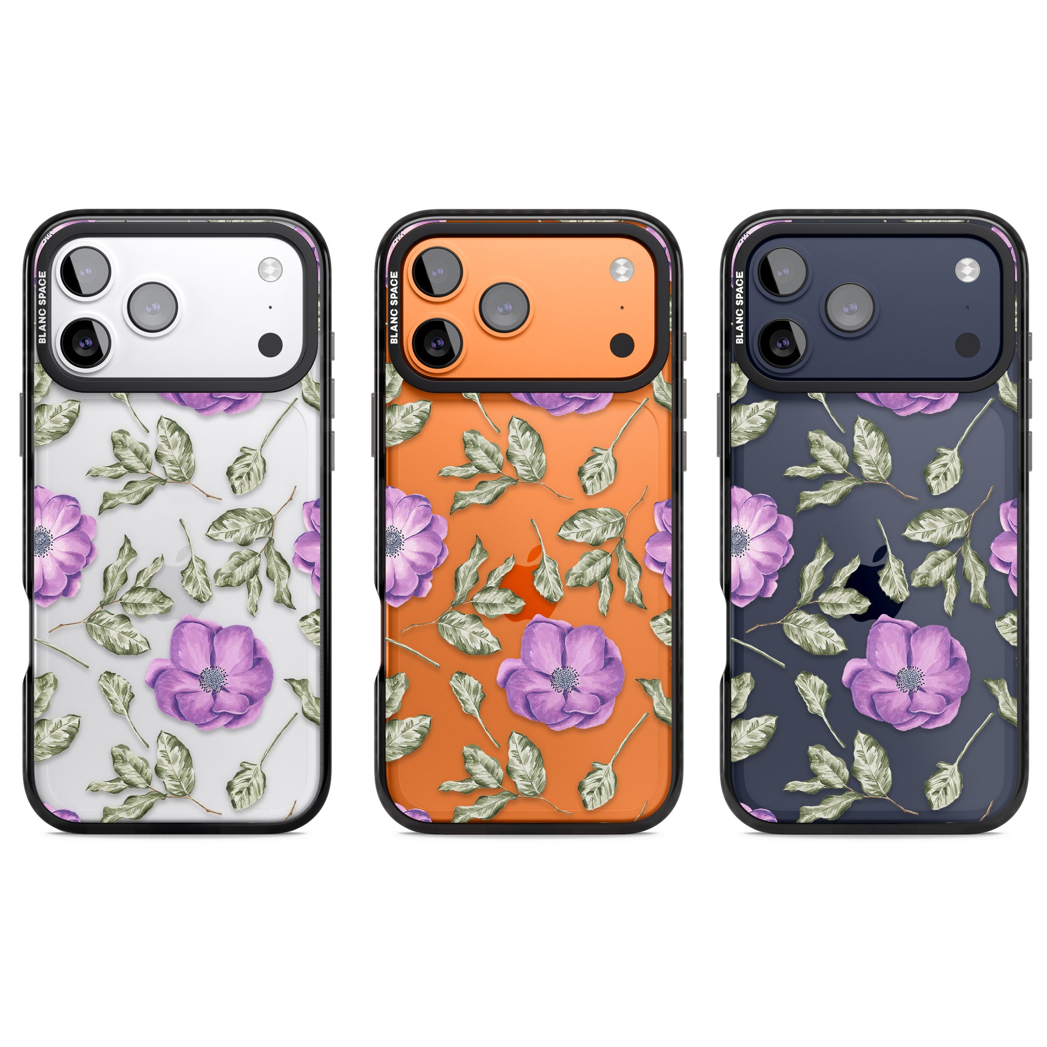 Purple Bloom Floral iPhone 17 Pro Impact Black Phone Case APT Impact Protection