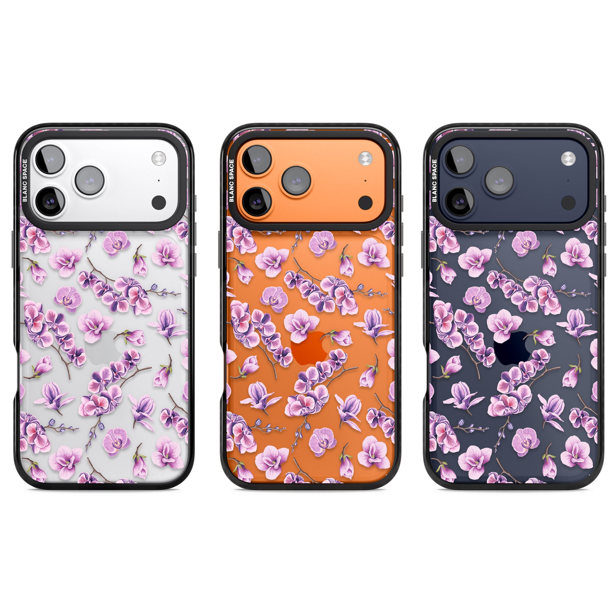 Purple Orchids Floral iPhone 17 Pro Impact Black Phone Case APT Impact Protection